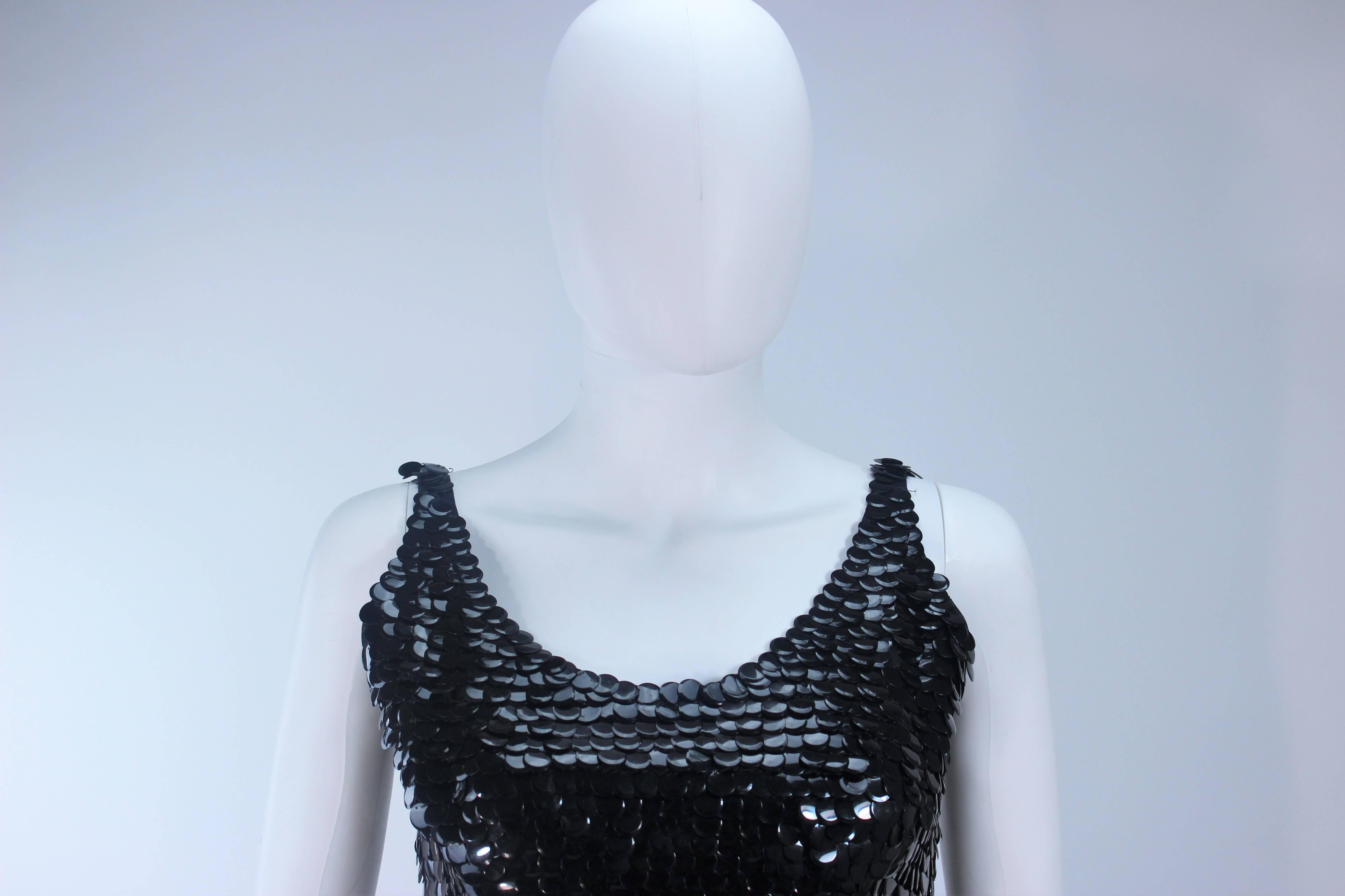1960s Black Plastic Sequin Cocktail Dress Size 6 For Sale 2