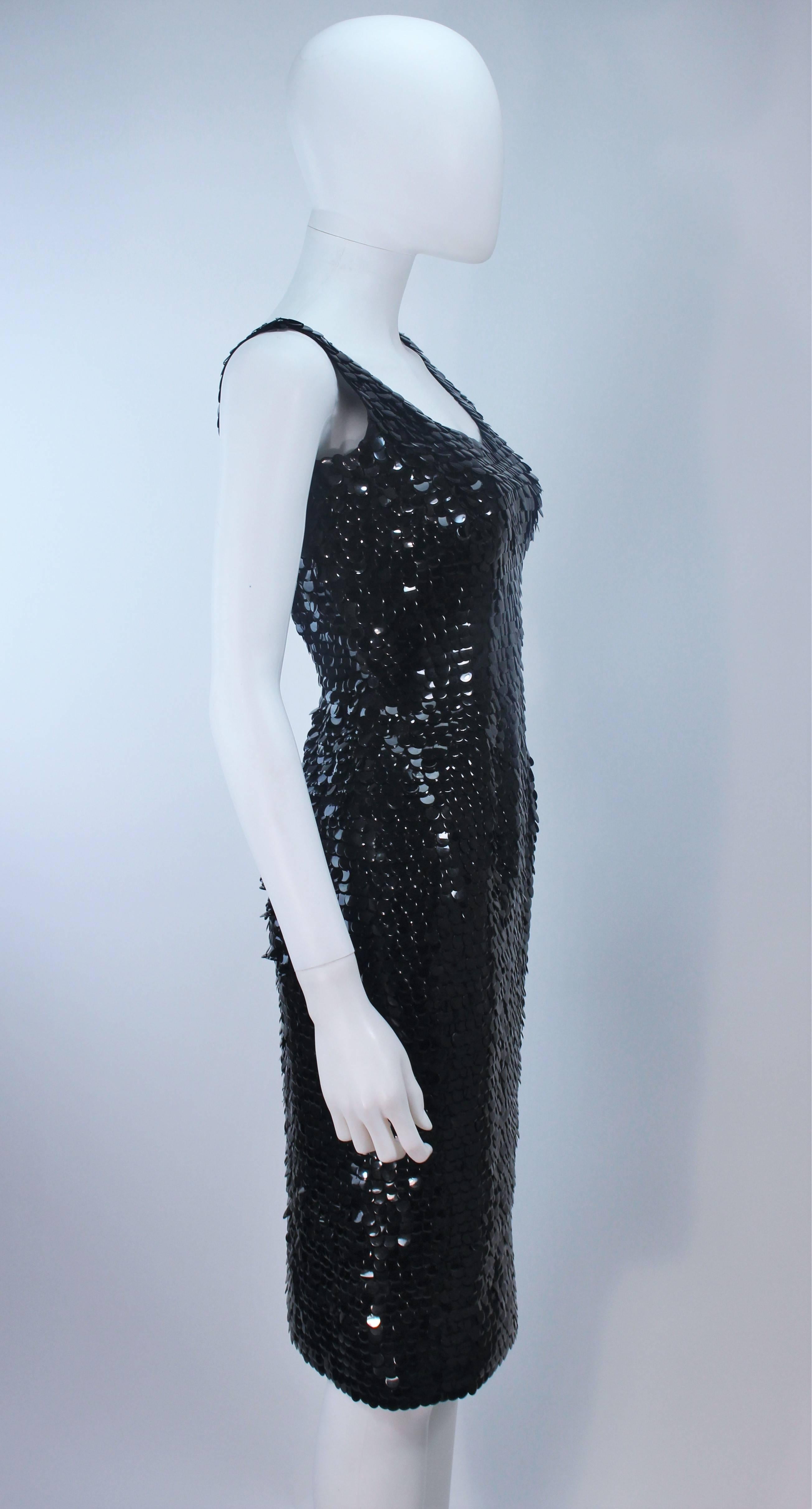 1960s Black Plastic Sequin Cocktail Dress Size 6 For Sale 3