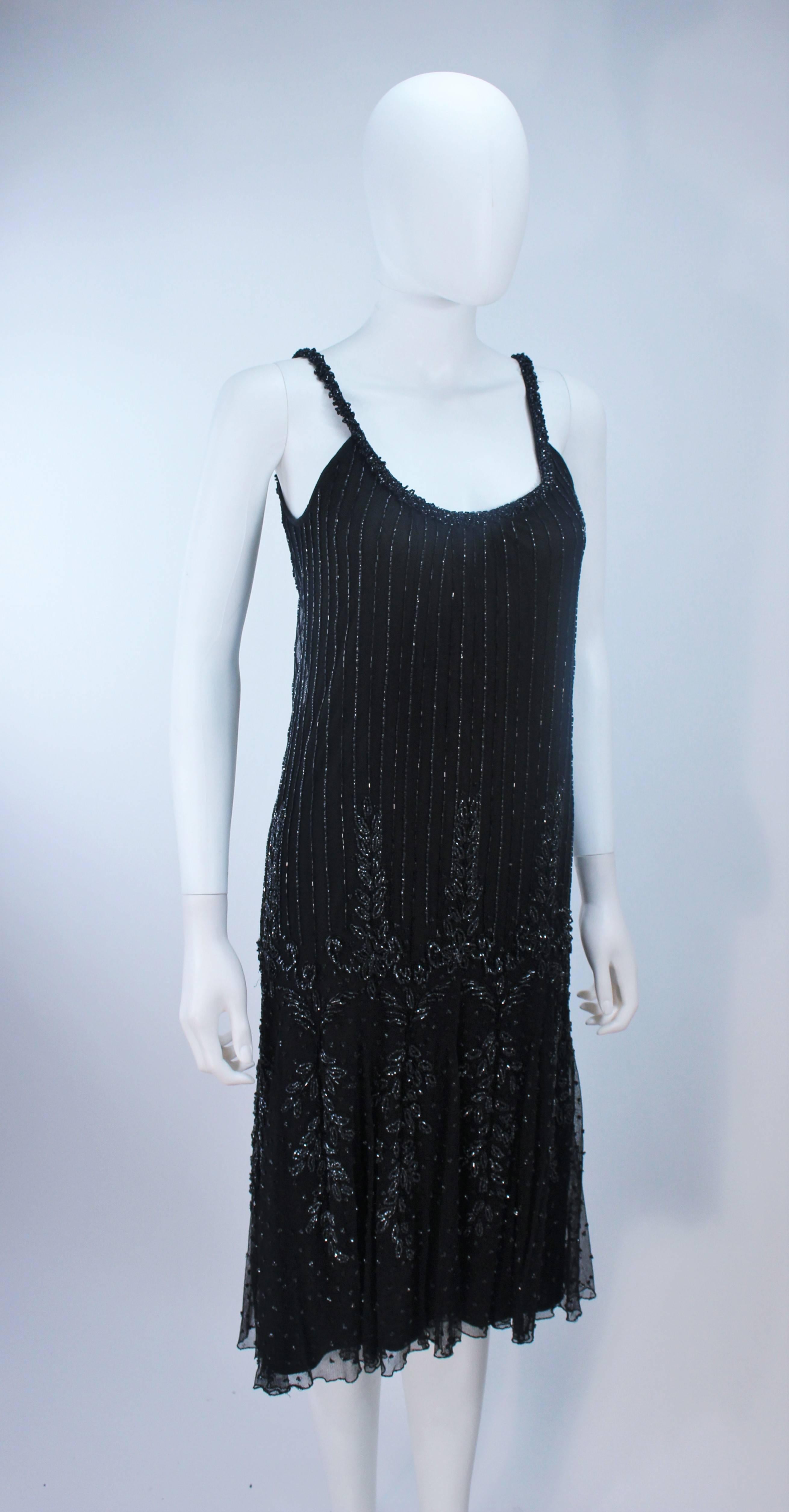 CARLOTA ALFARO Black Beaded Mesh Flapper Style Dress Size 4  For Sale 1