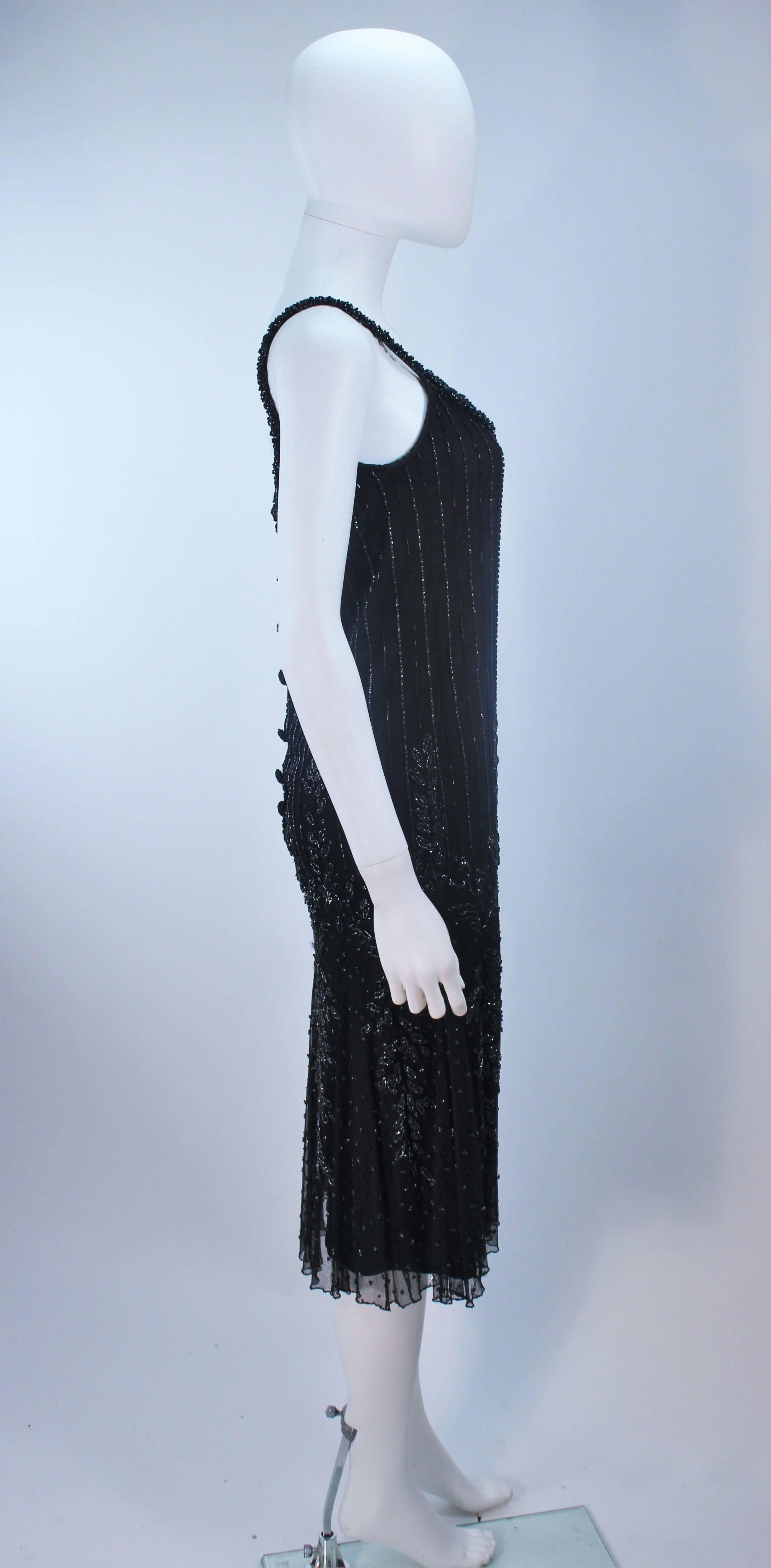 CARLOTA ALFARO Black Beaded Mesh Flapper Style Dress Size 4  For Sale 3