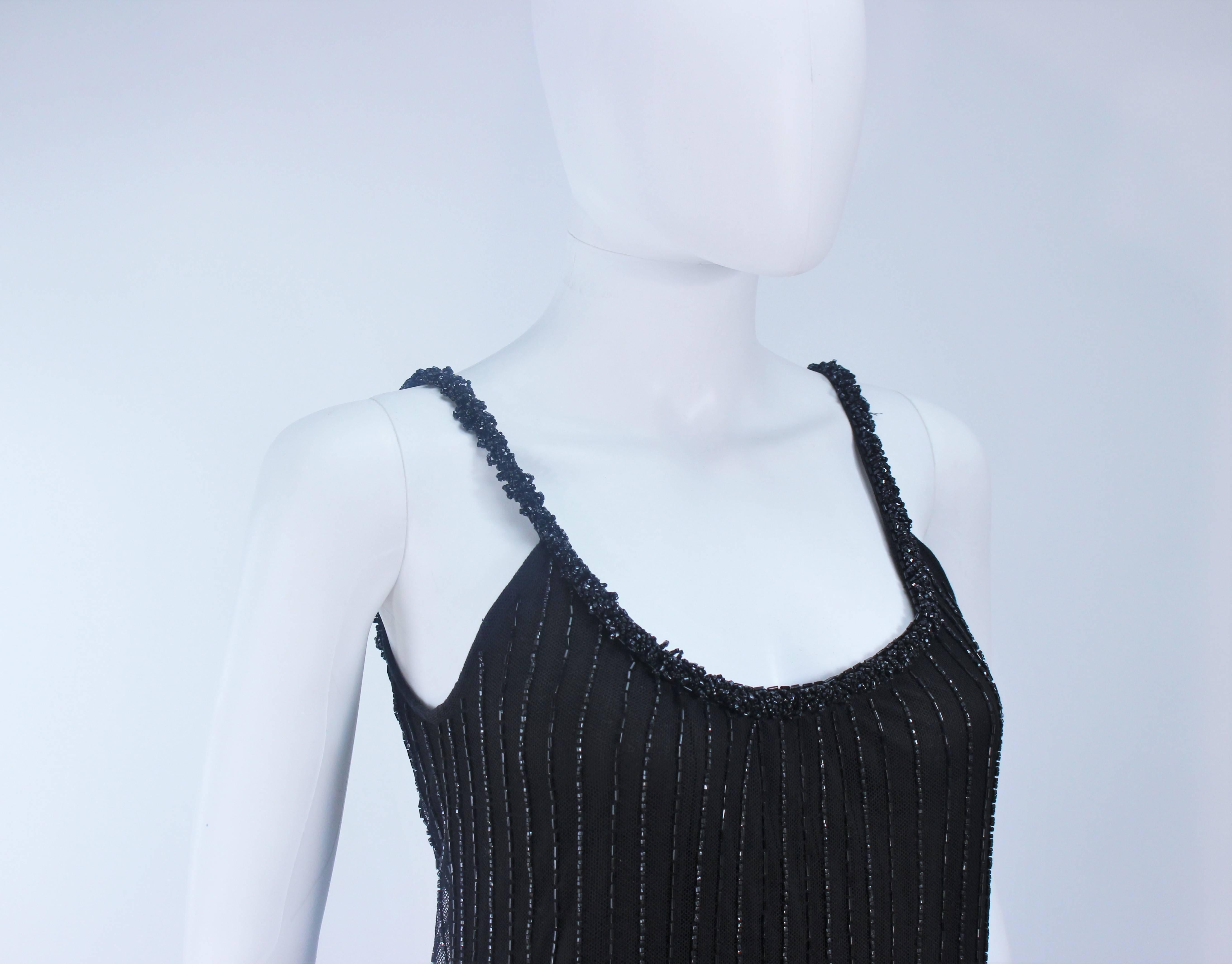 CARLOTA ALFARO Black Beaded Mesh Flapper Style Dress Size 4  For Sale 2