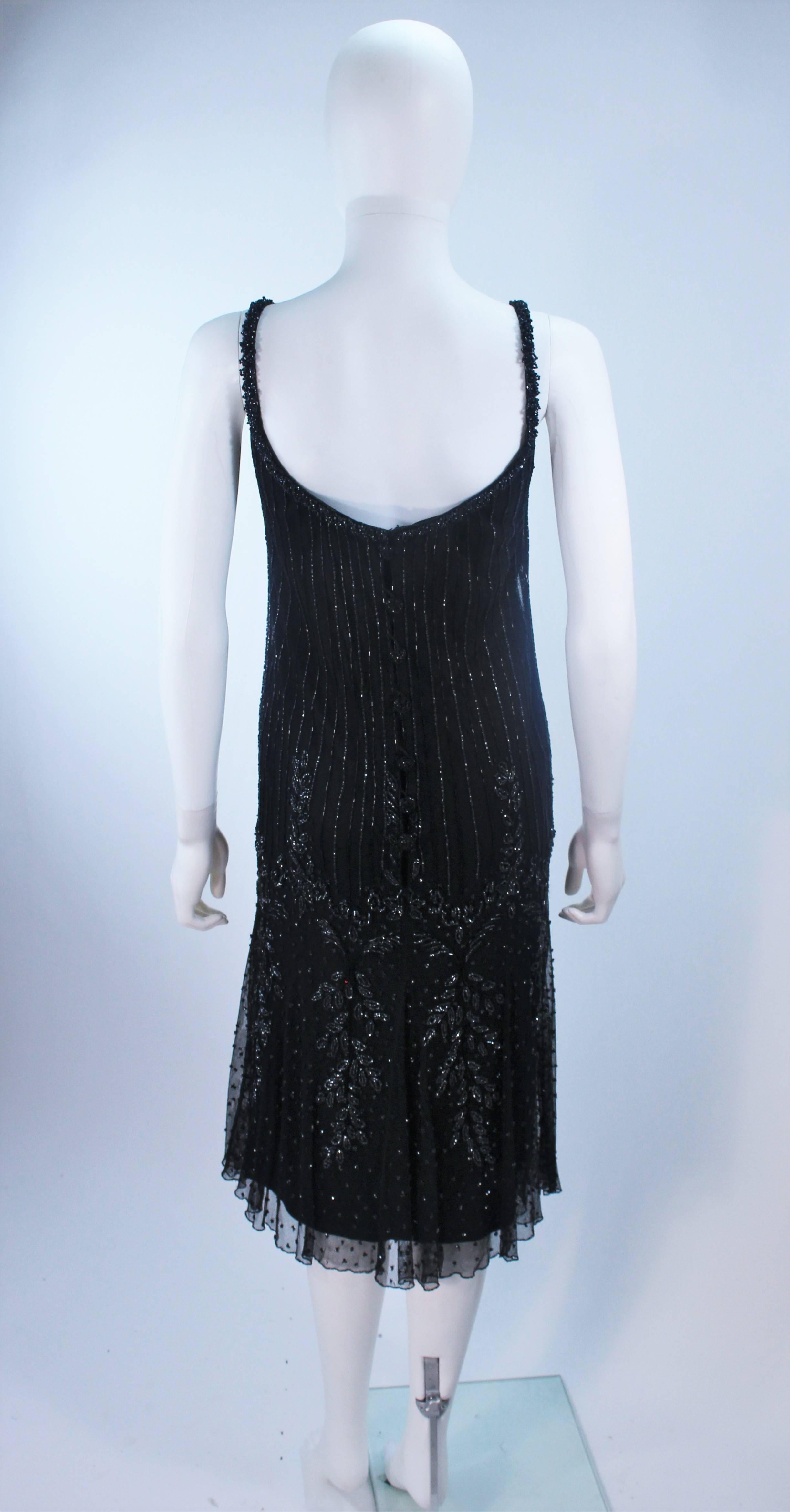 CARLOTA ALFARO Black Beaded Mesh Flapper Style Dress Size 4  For Sale 4