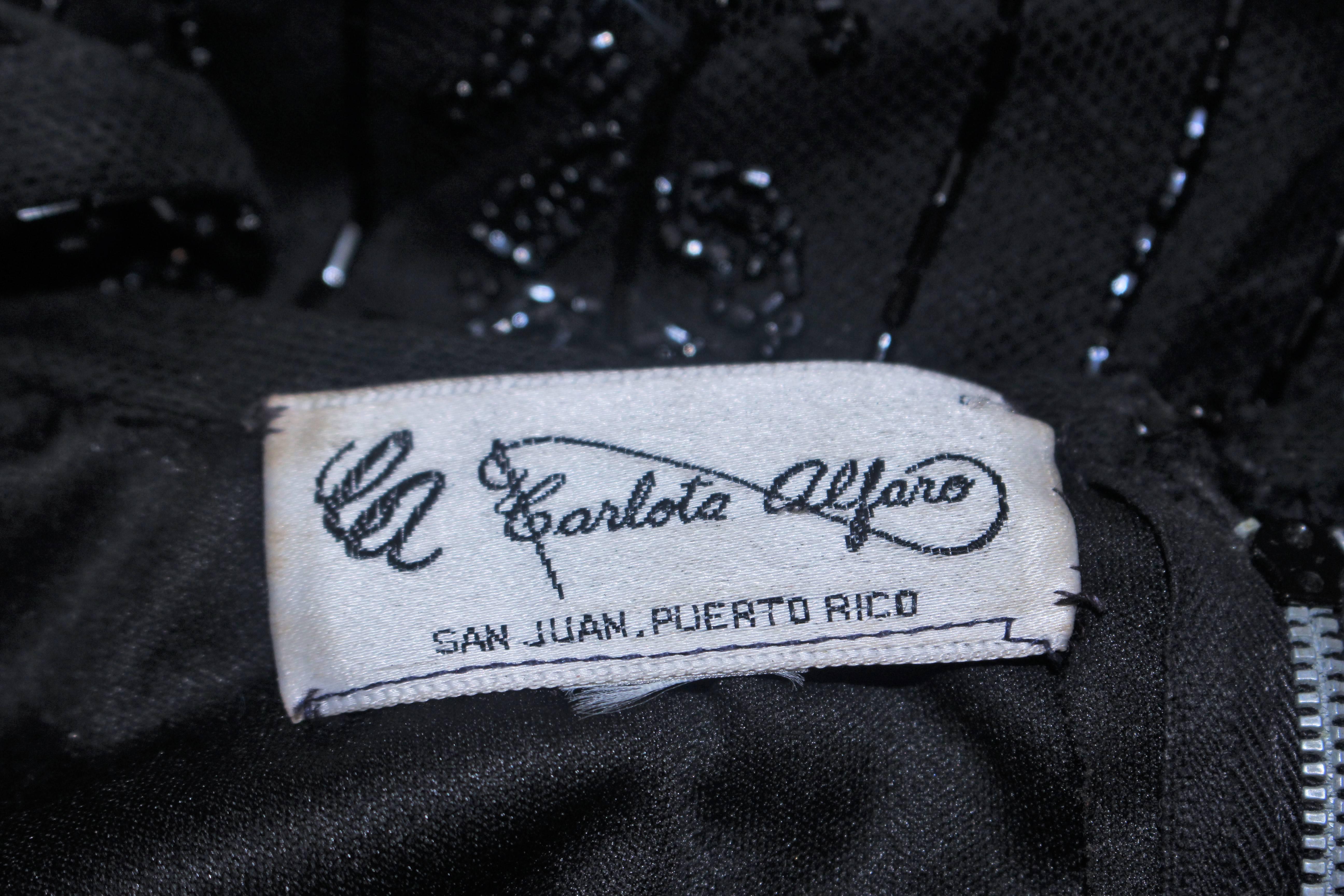 CARLOTA ALFARO Black Beaded Mesh Flapper Style Dress Size 4  For Sale 5