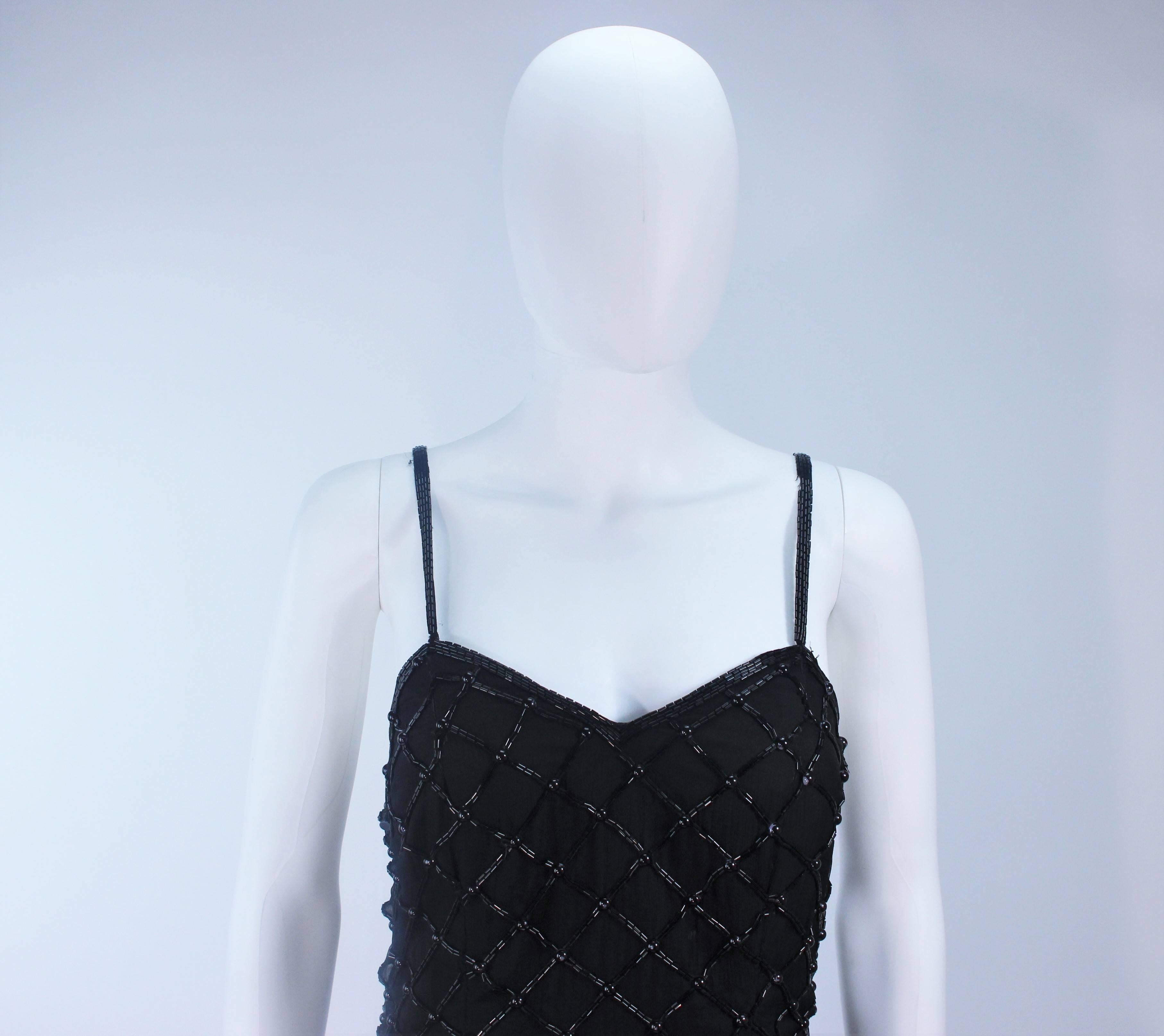 Women's Black Beaded Cocktail Dress with Scalloped Hem Size M For Sale
