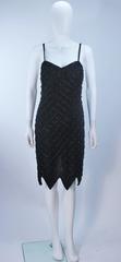 Black Beaded Cocktail Dress with Scalloped Hem Size M