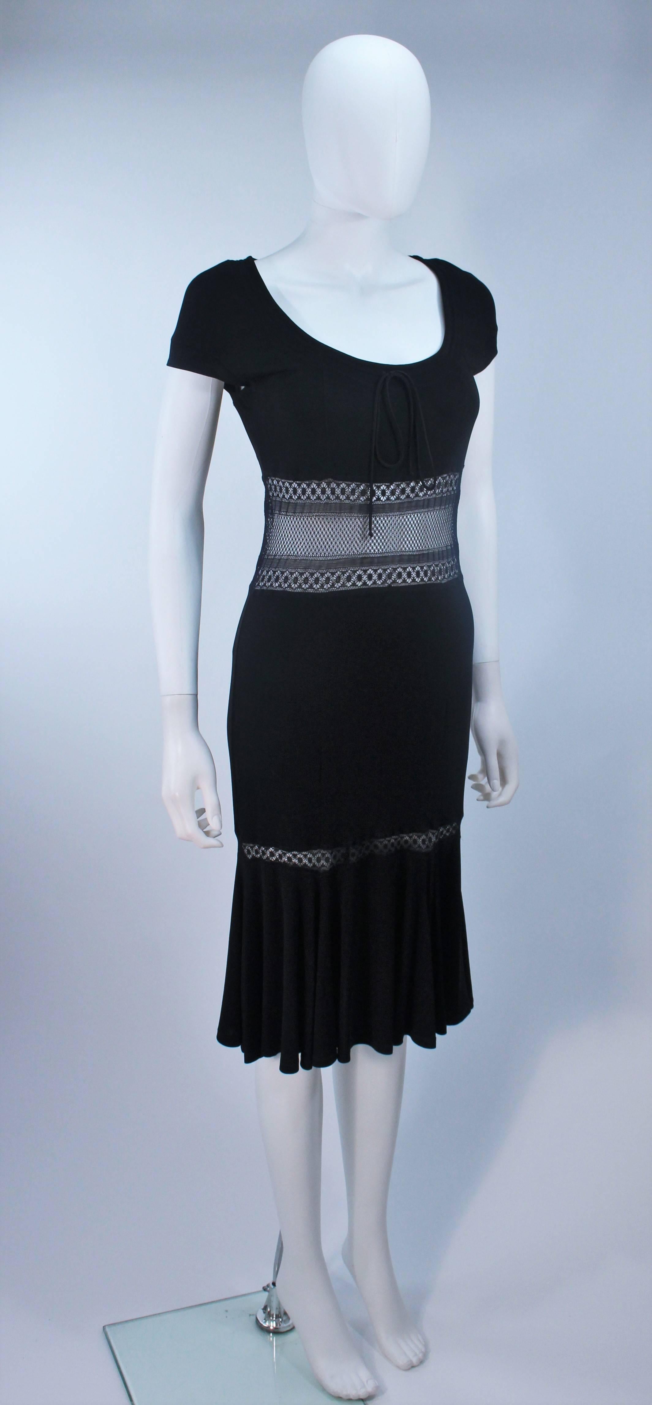 BLUMARINE Black Stretch Jersey with Lace Details Size 42 1