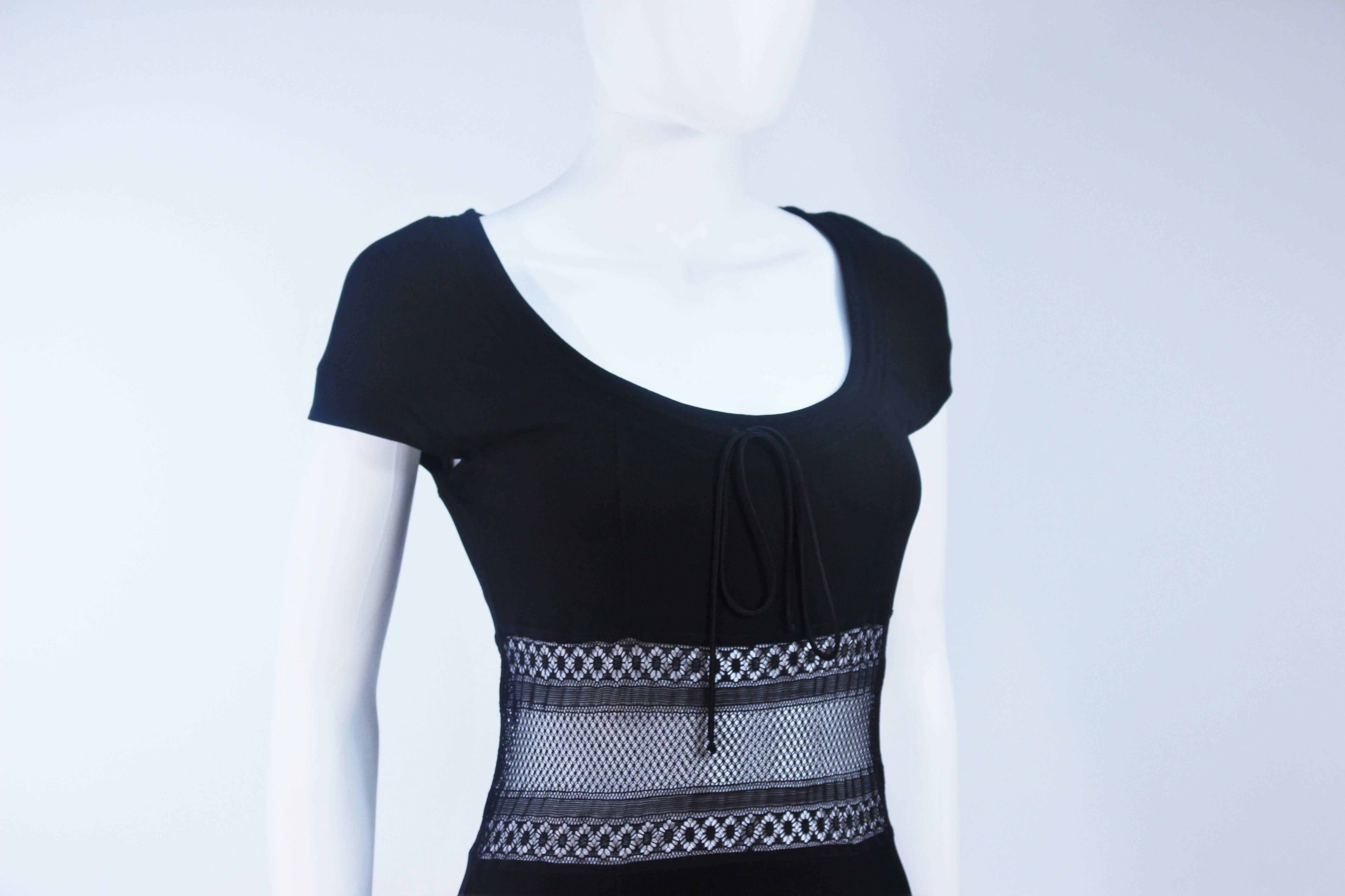 BLUMARINE Black Stretch Jersey with Lace Details Size 42 3