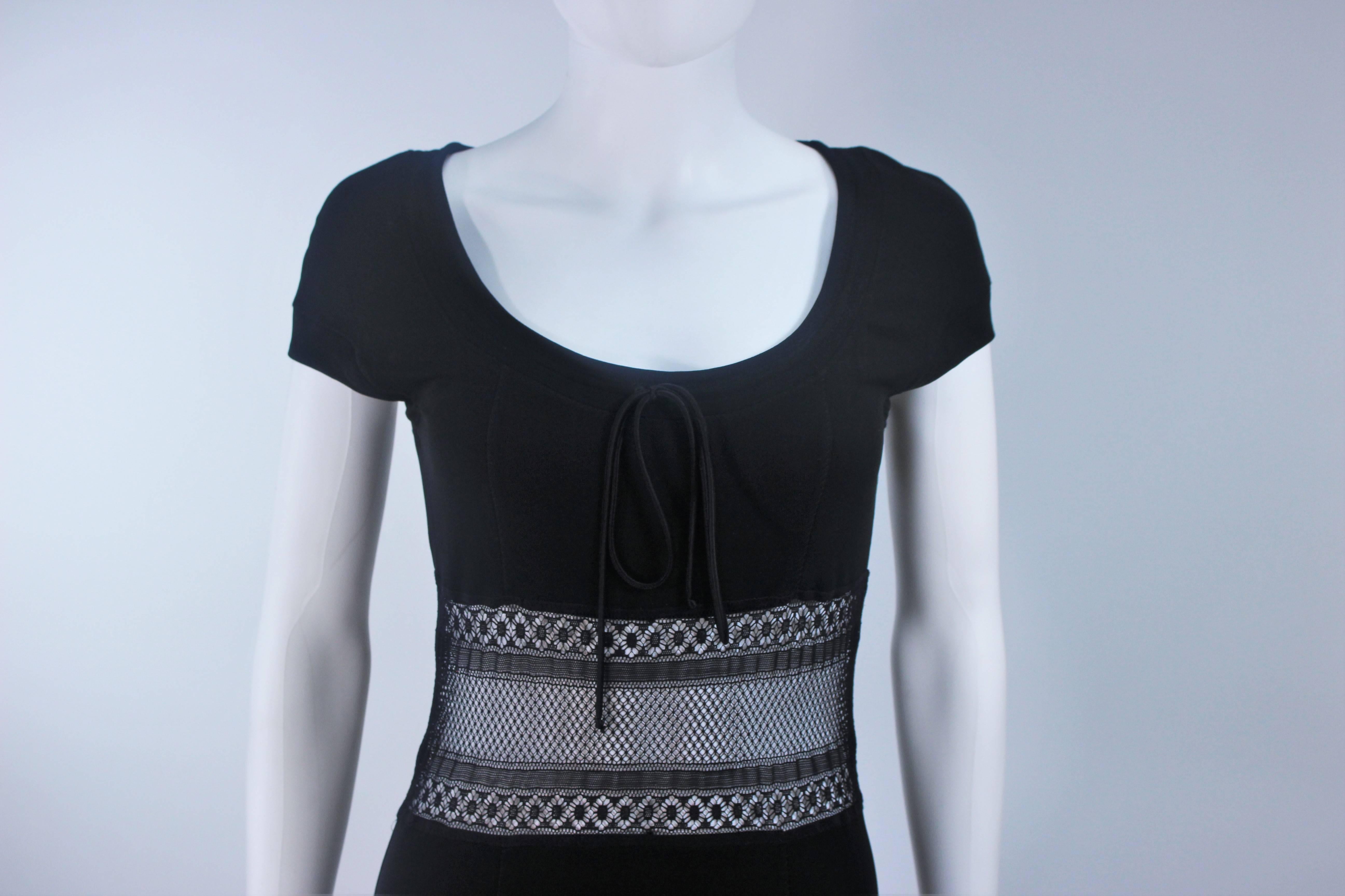 Women's BLUMARINE Black Stretch Jersey with Lace Details Size 42