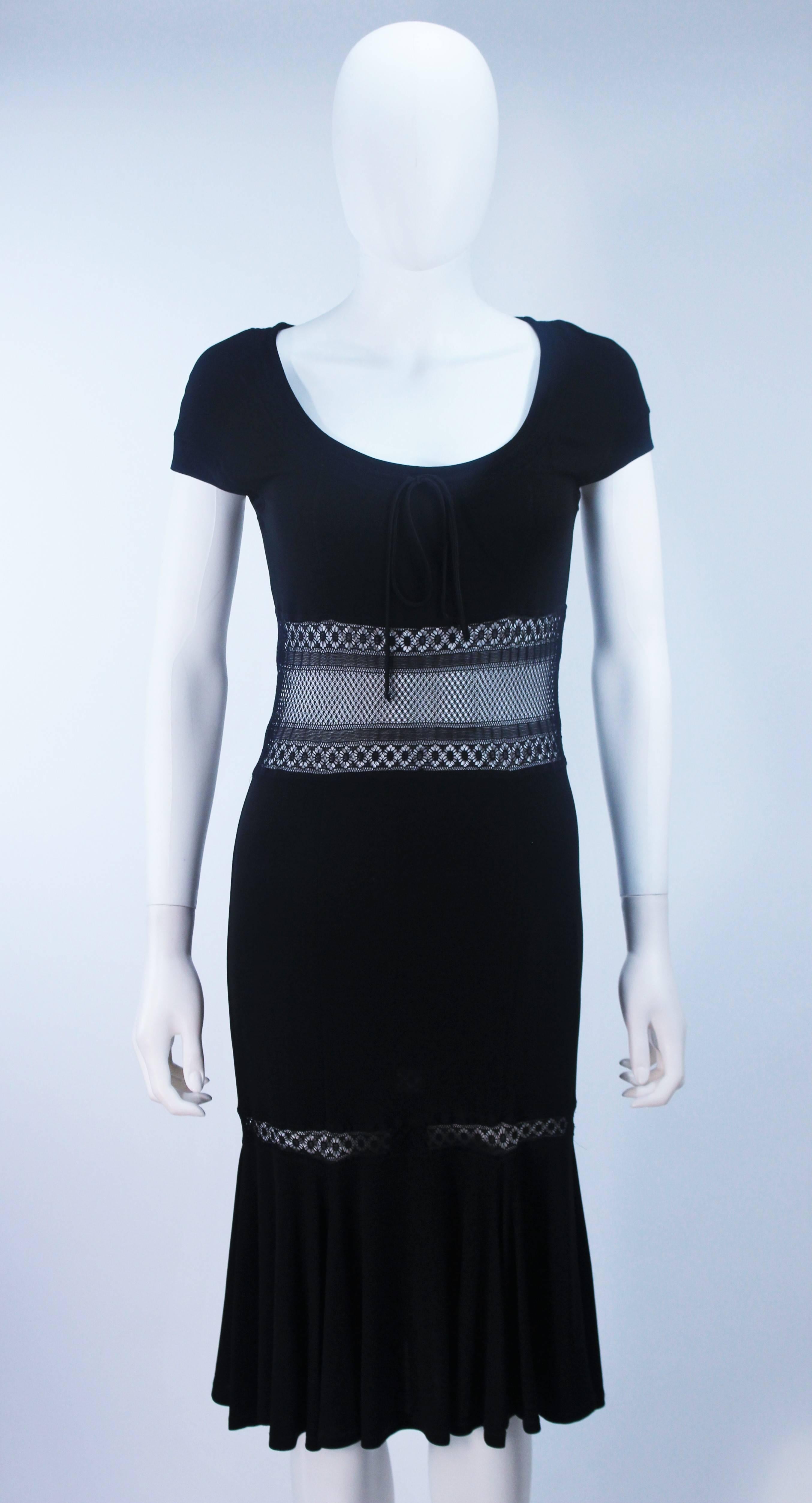 BLUMARINE Black Stretch Jersey with Lace Details Size 42 In Excellent Condition In Los Angeles, CA