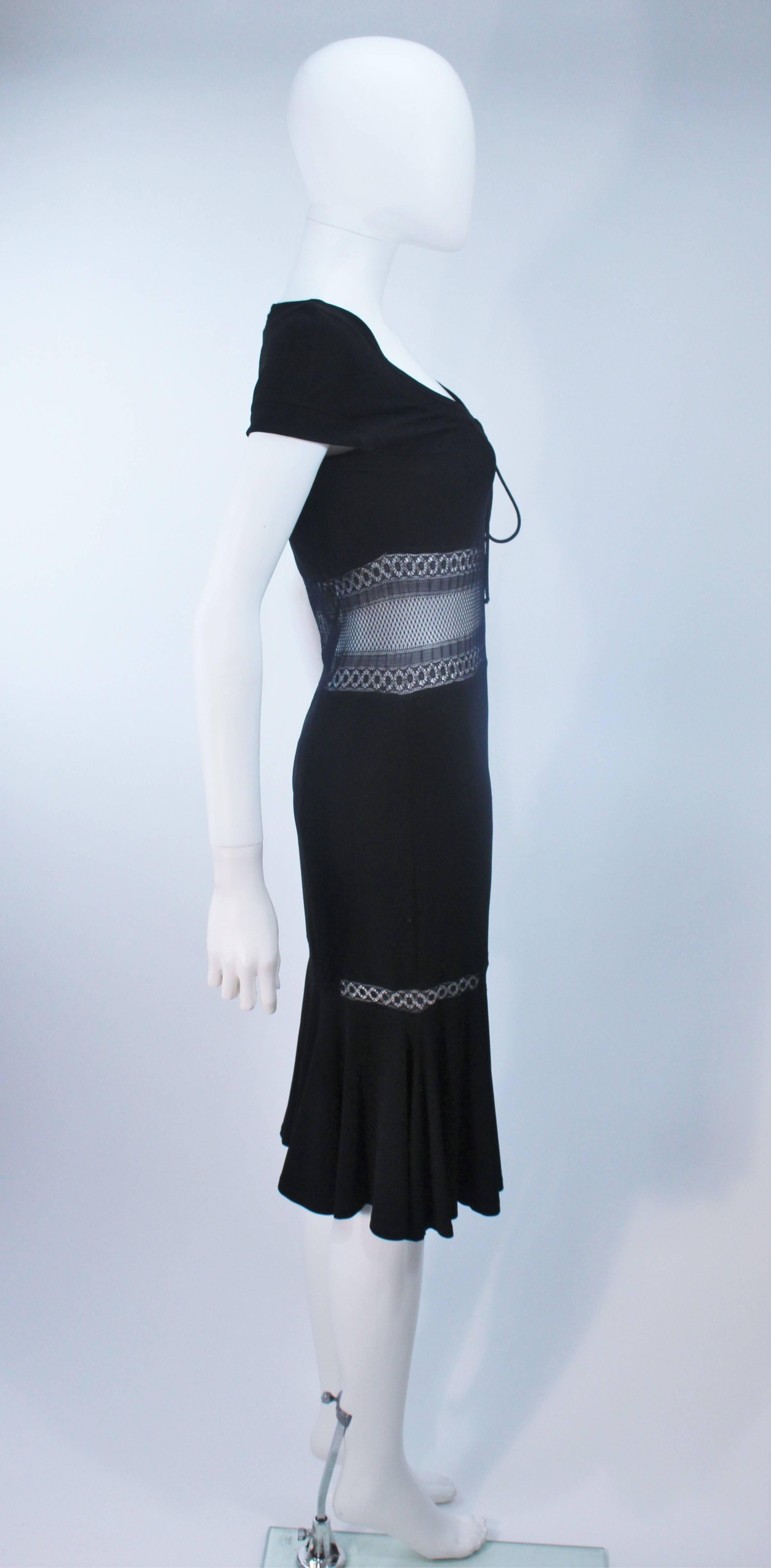 BLUMARINE Black Stretch Jersey with Lace Details Size 42 4