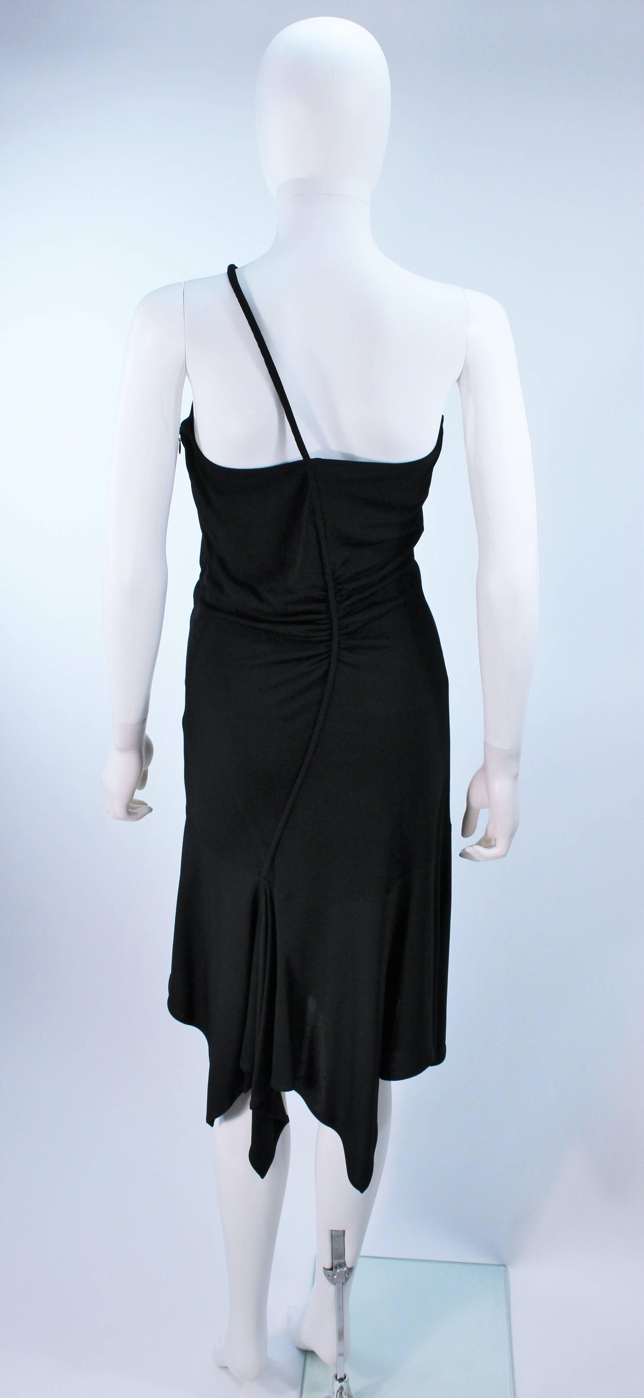 VERSACE Black Asymmetrical Jersey Dress Size 42  4