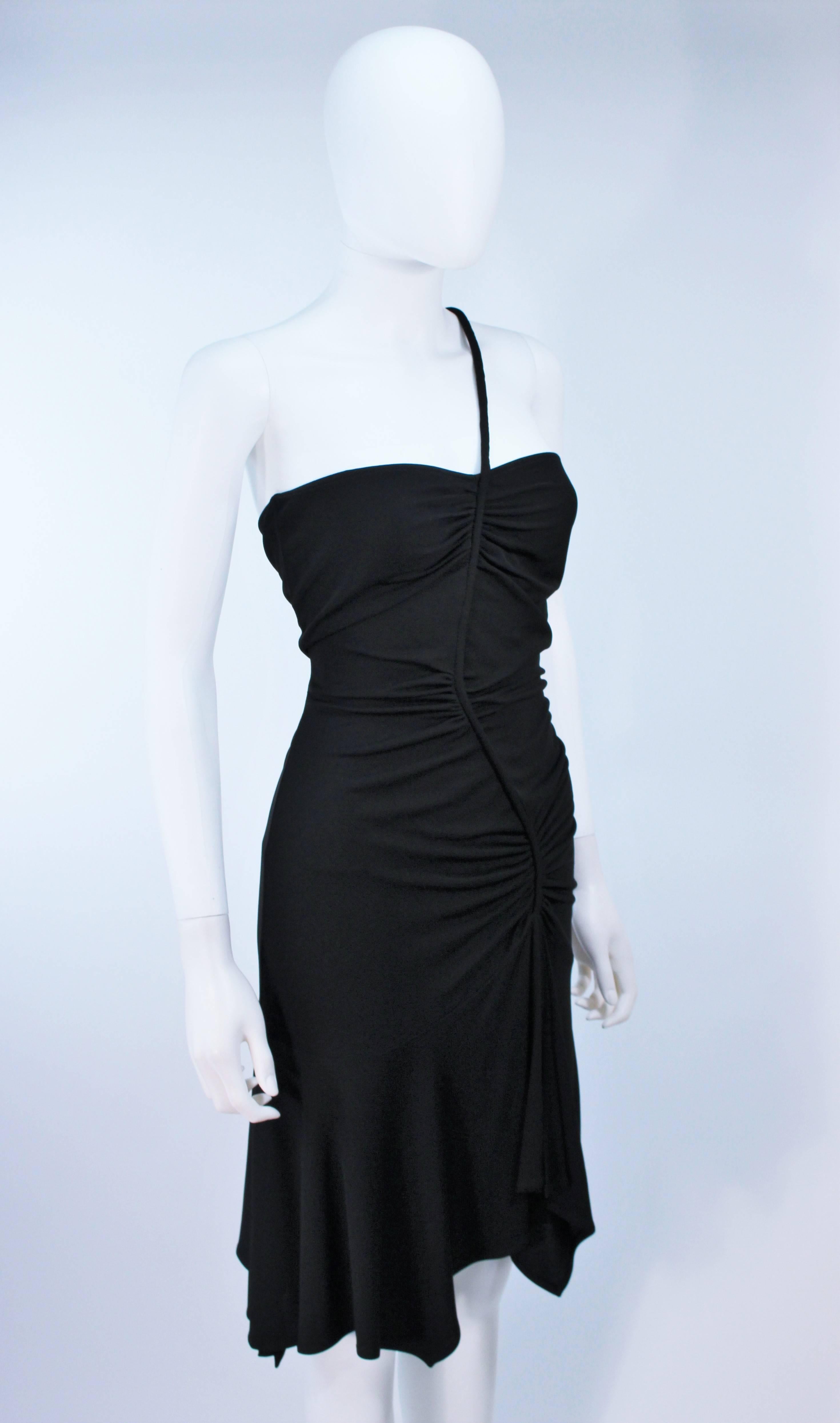 VERSACE Black Asymmetrical Jersey Dress Size 42  2
