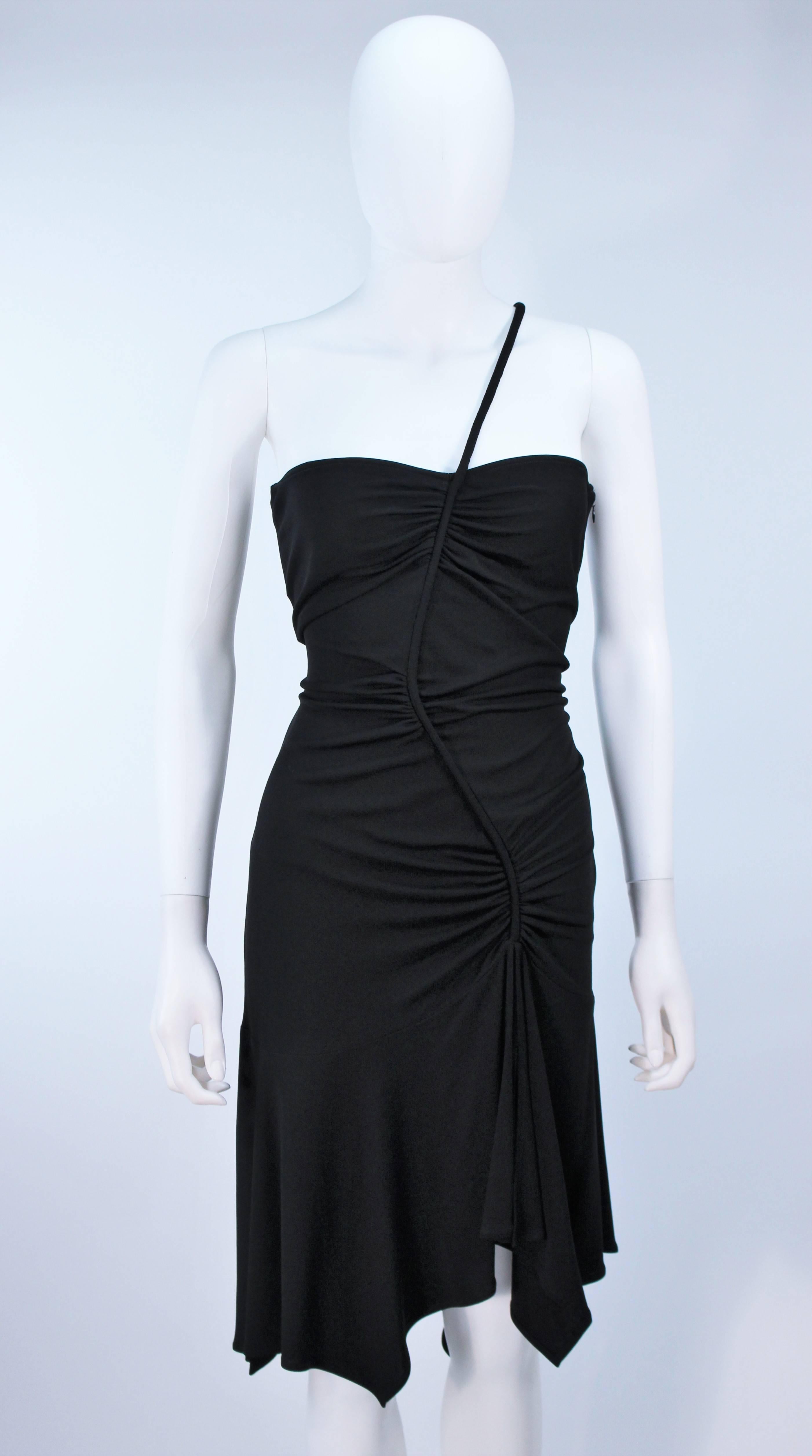 VERSACE Black Asymmetrical Jersey Dress Size 42  In Excellent Condition In Los Angeles, CA