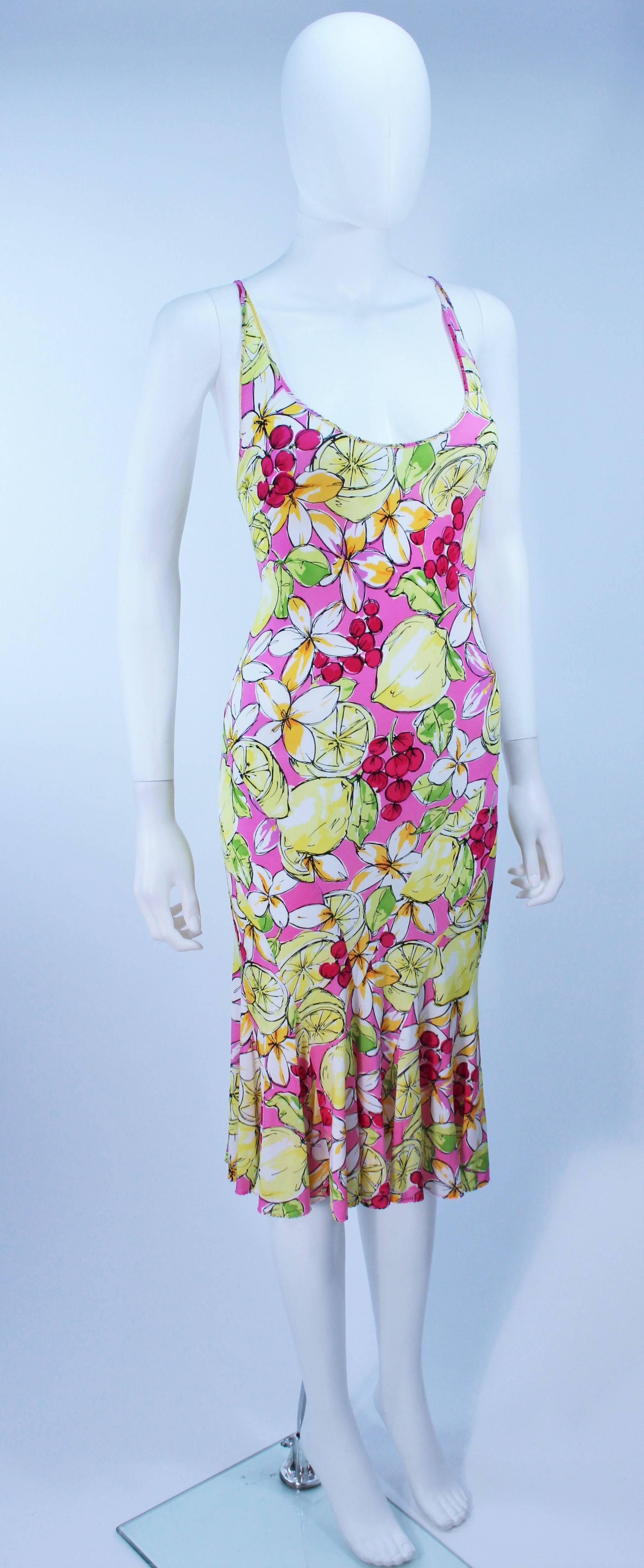 BLUMARINE Light Weight Stretch Cherry & Lemon Print Dress Size 40 In Excellent Condition In Los Angeles, CA