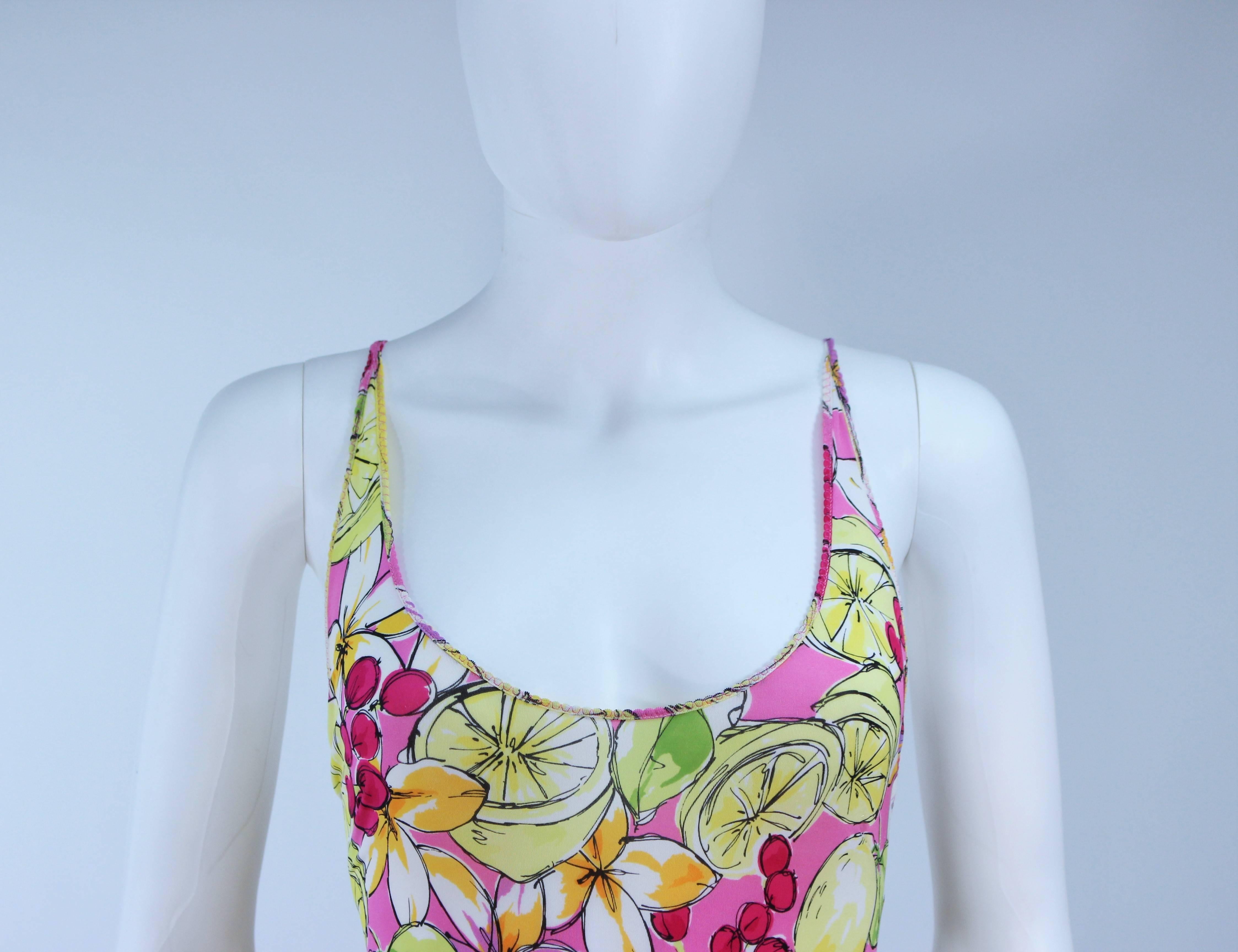Beige BLUMARINE Light Weight Stretch Cherry & Lemon Print Dress Size 40