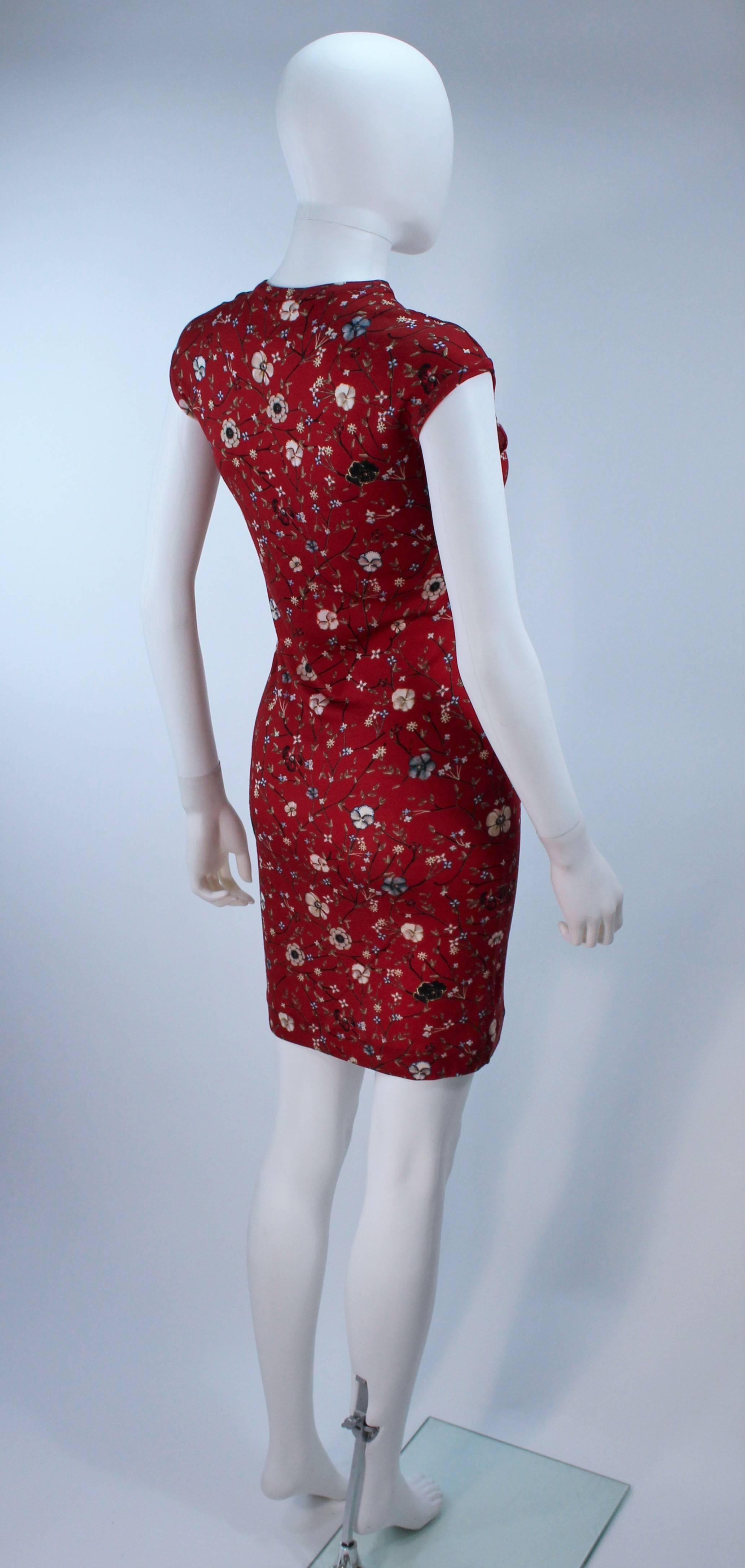 ALEXANDER MCQUEEN Floral Print Stretch Wool Dress Size S 4