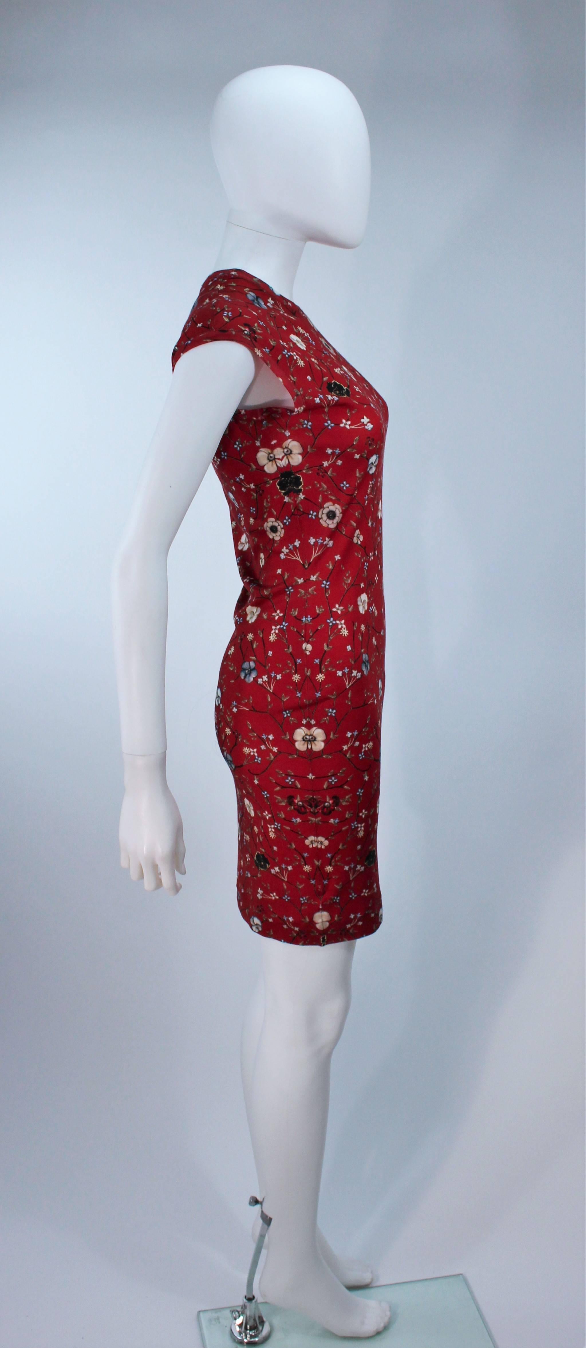 ALEXANDER MCQUEEN Floral Print Stretch Wool Dress Size S 3