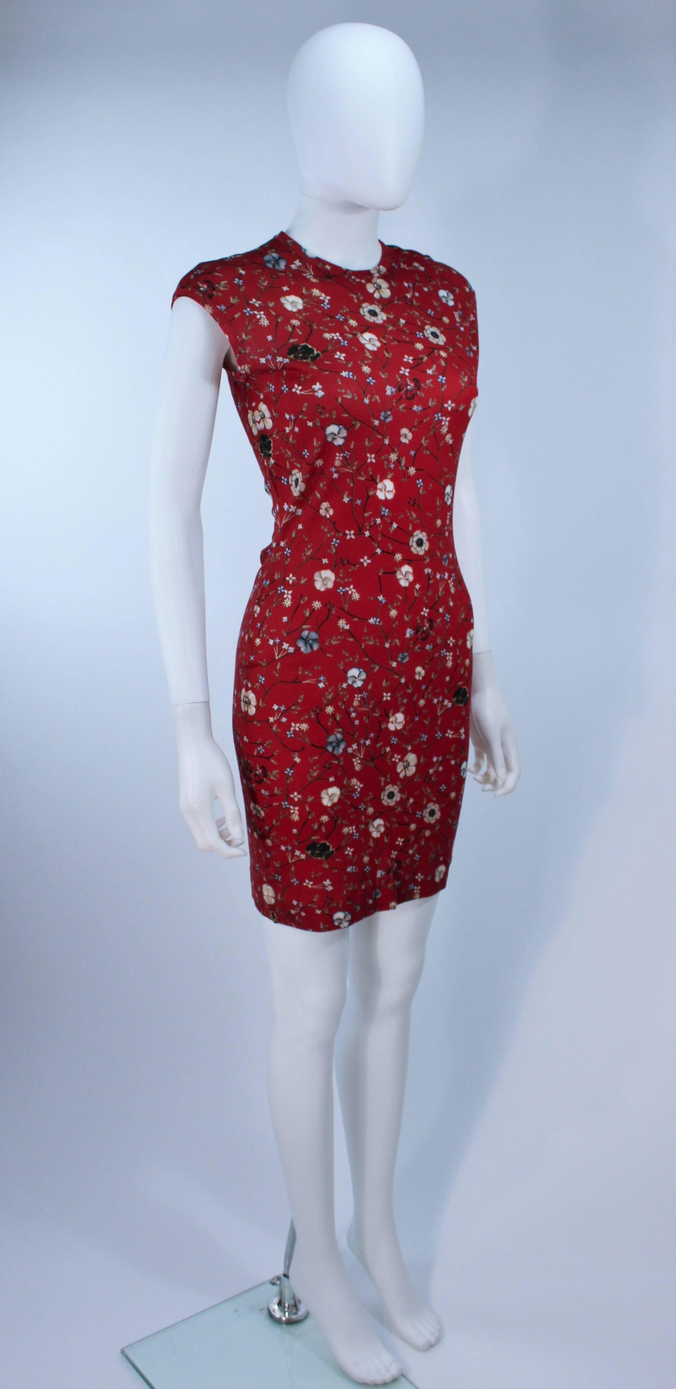ALEXANDER MCQUEEN Floral Print Stretch Wool Dress Size S 1