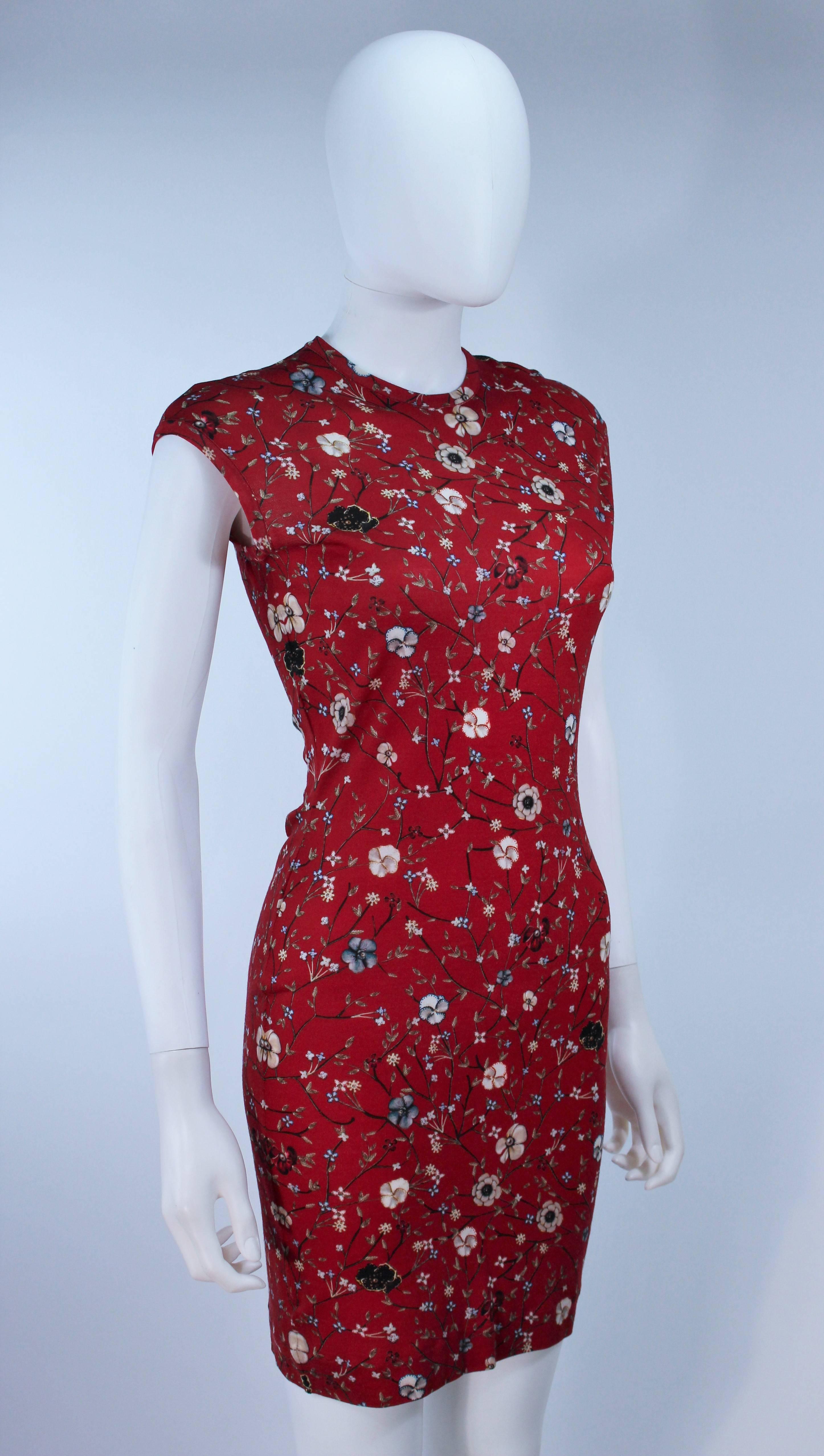 ALEXANDER MCQUEEN Floral Print Stretch Wool Dress Size S 2