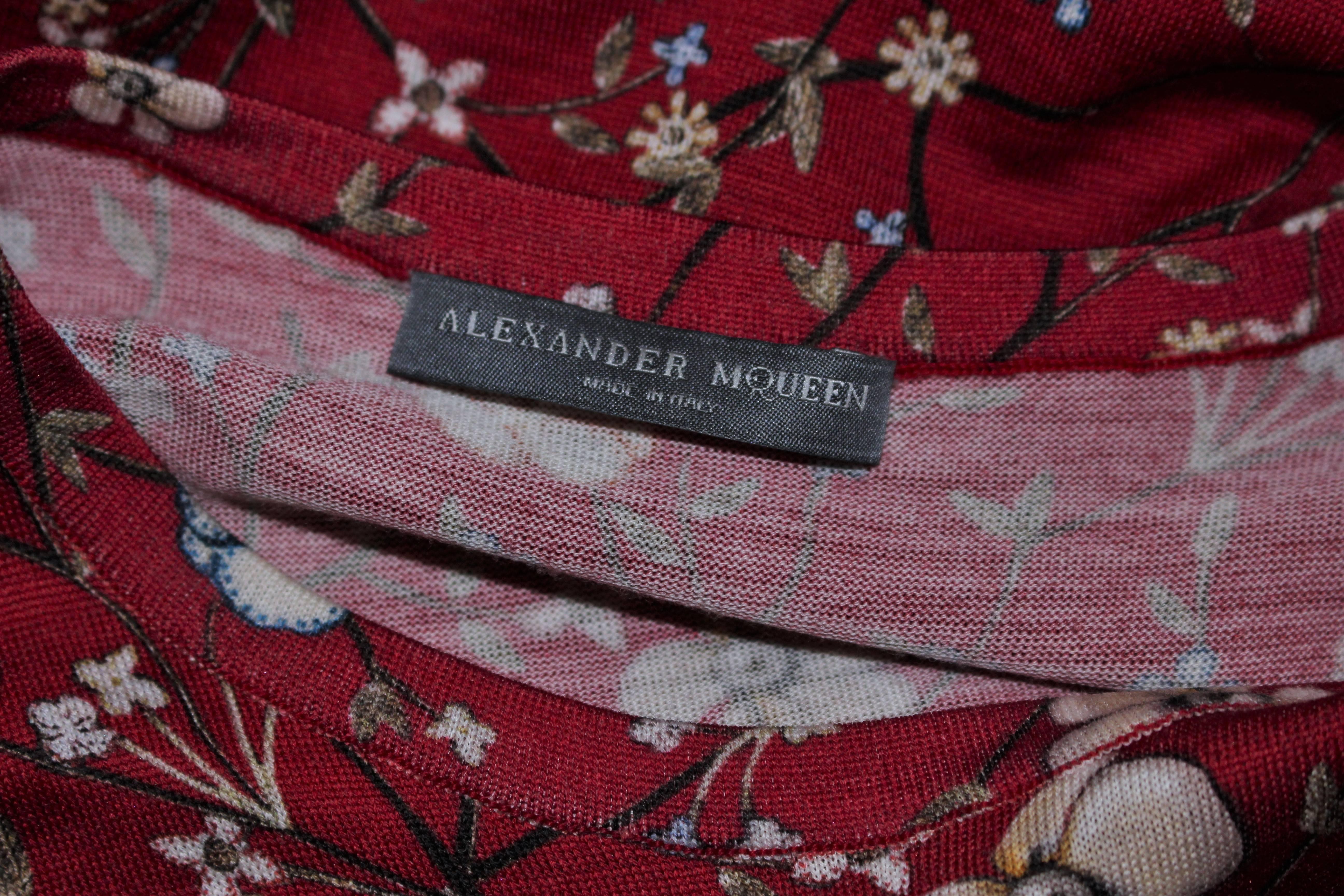ALEXANDER MCQUEEN Floral Print Stretch Wool Dress Size S 6