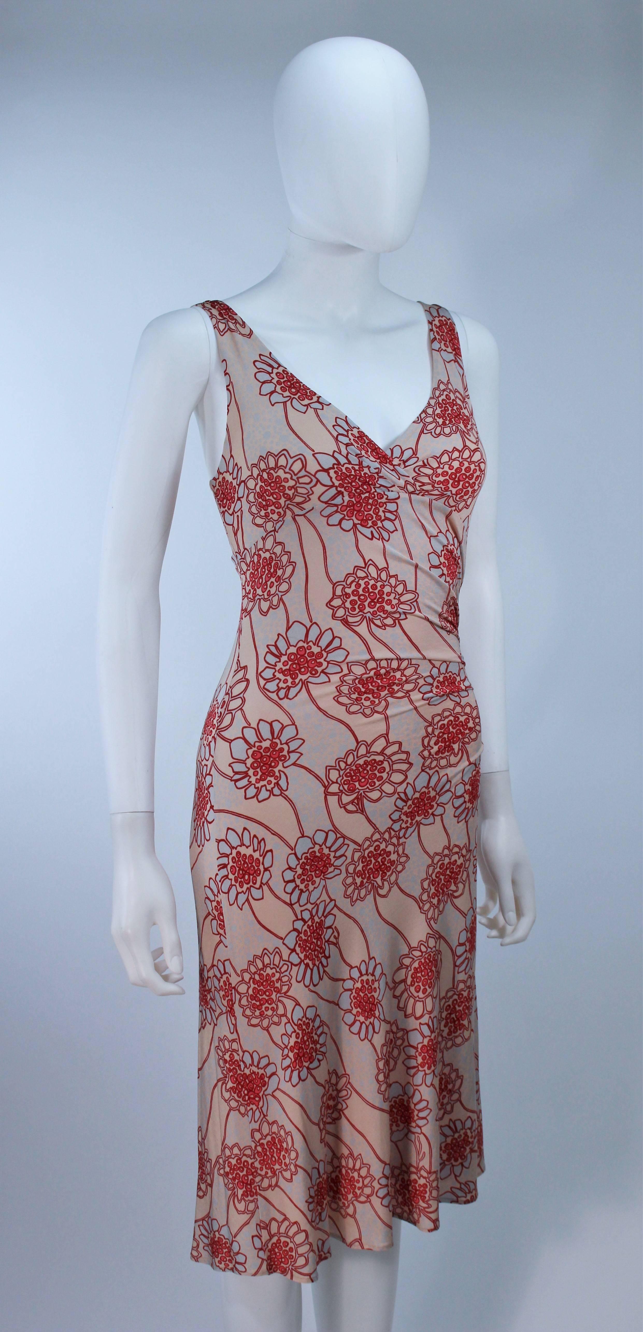 Brown LIDA BADAY Ruched Pale Pink and Beige Light Weight Stretch Dress Size SP For Sale