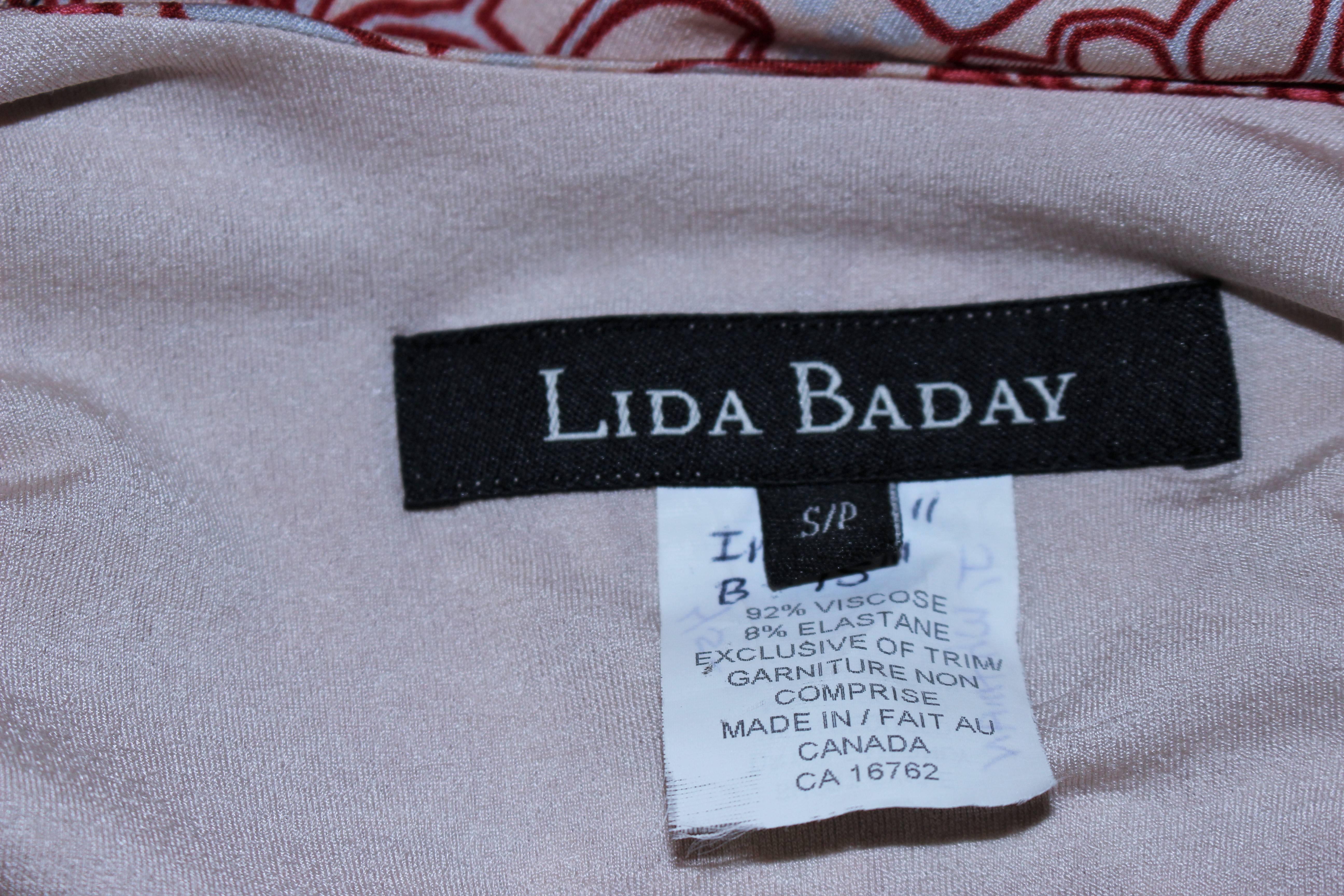 LIDA BADAY Ruched Pale Pink and Beige Light Weight Stretch Dress Size SP For Sale 2
