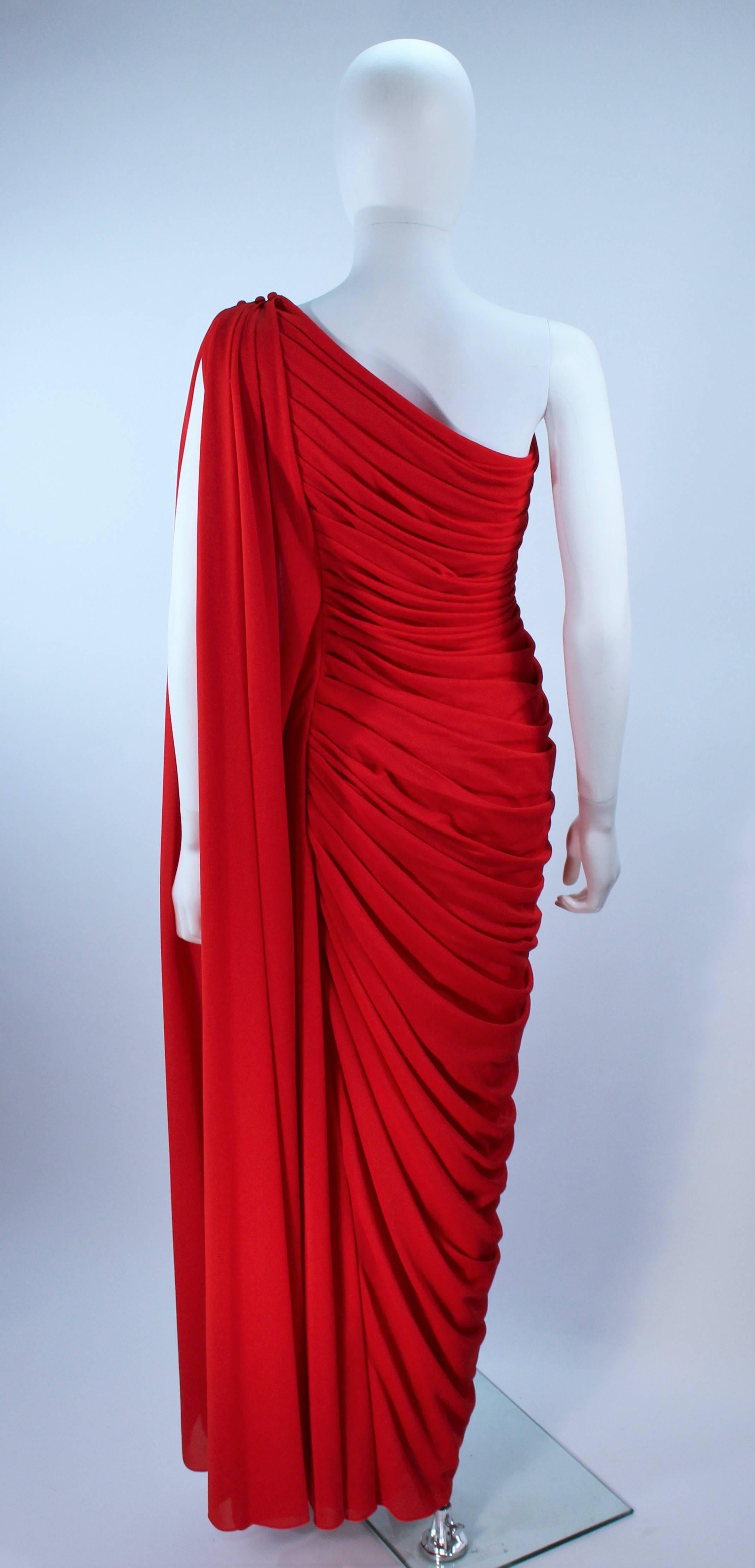 ESTEVEZ Red Draped Gathered Jersey Goddess Gown Size 8 10 5
