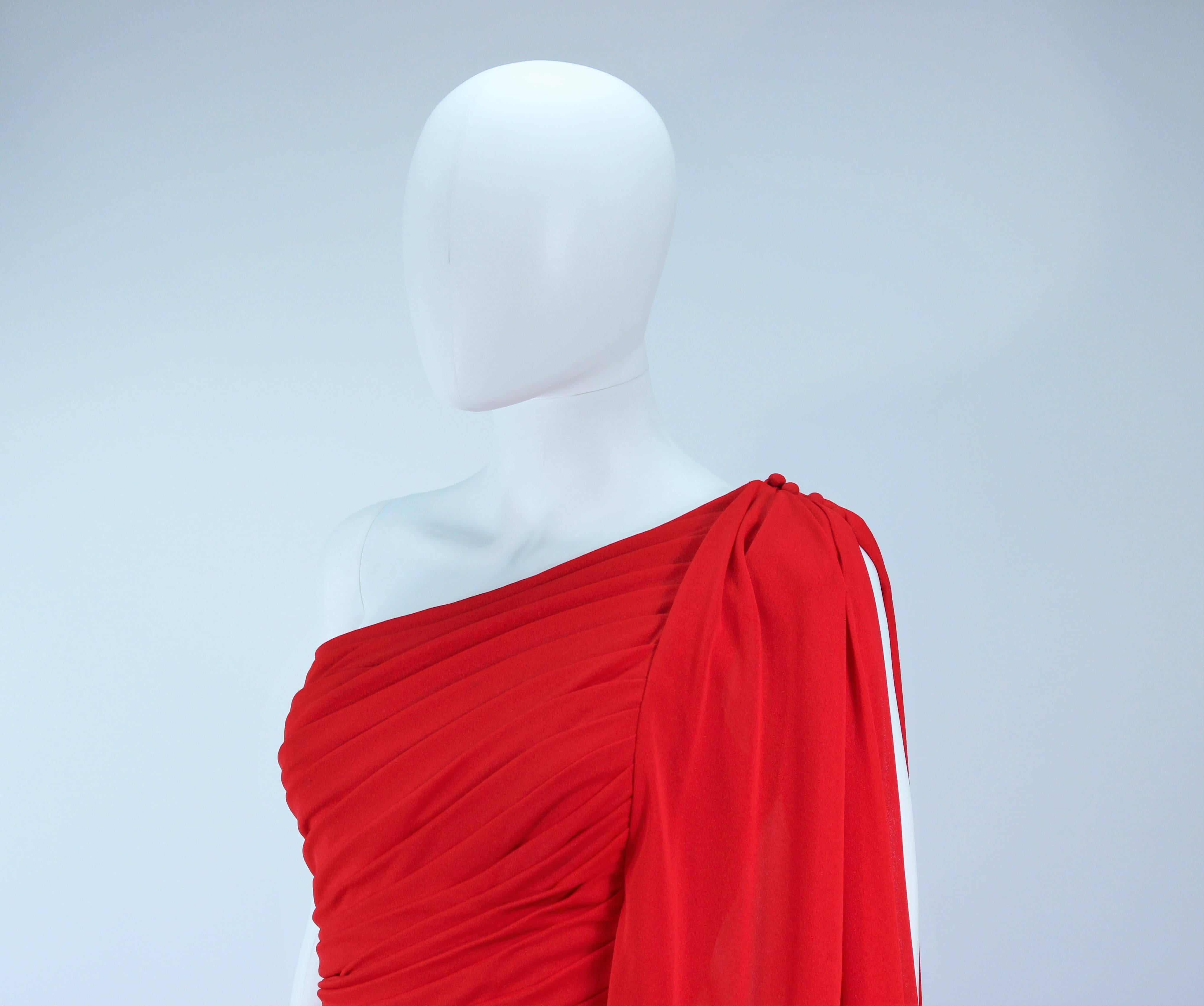 ESTEVEZ Red Draped Gathered Jersey Goddess Gown Size 8 10 2