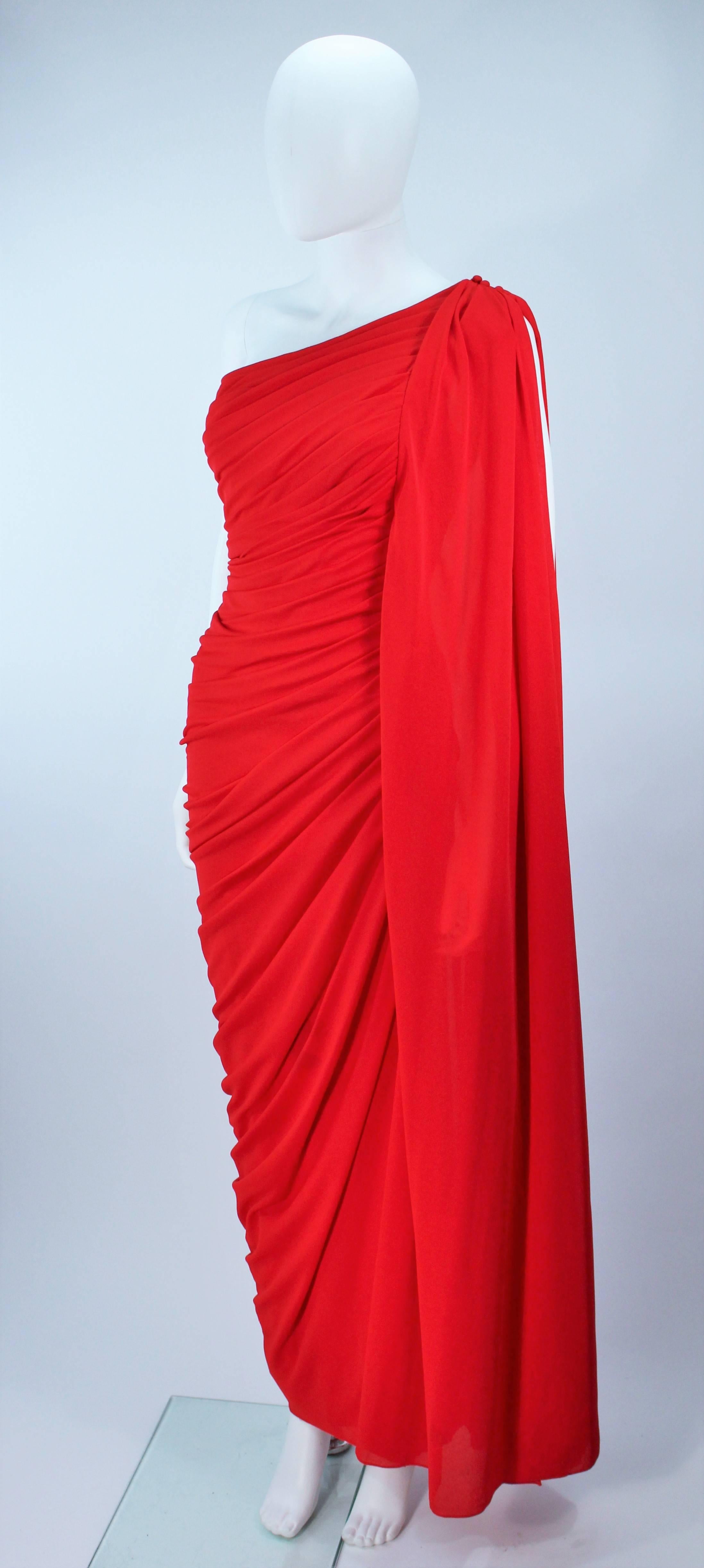 ESTEVEZ Red Draped Gathered Jersey Goddess Gown Size 8 10 1