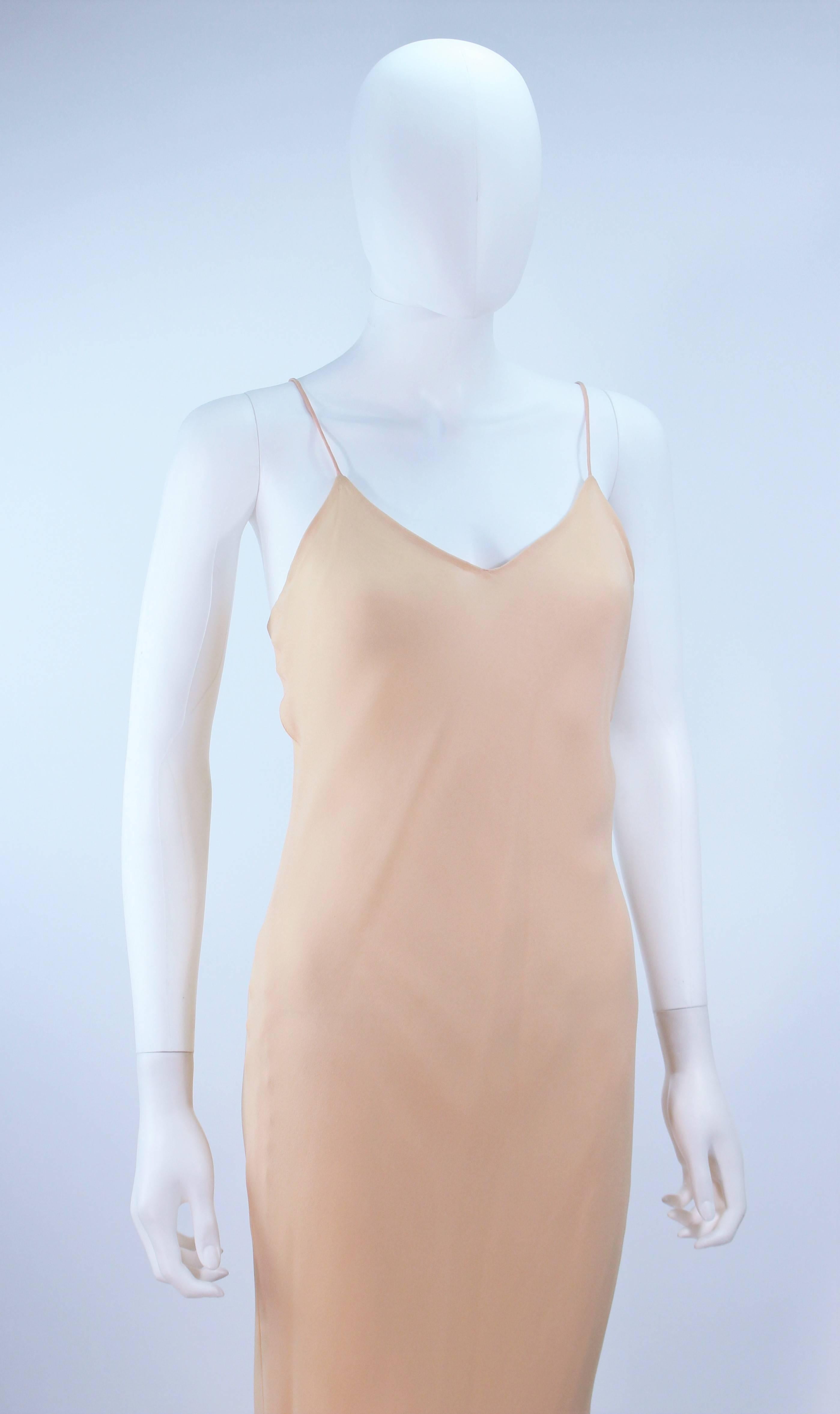 Women's HALSTON Nude Bias Silk Chiffon Dress Size 4 
