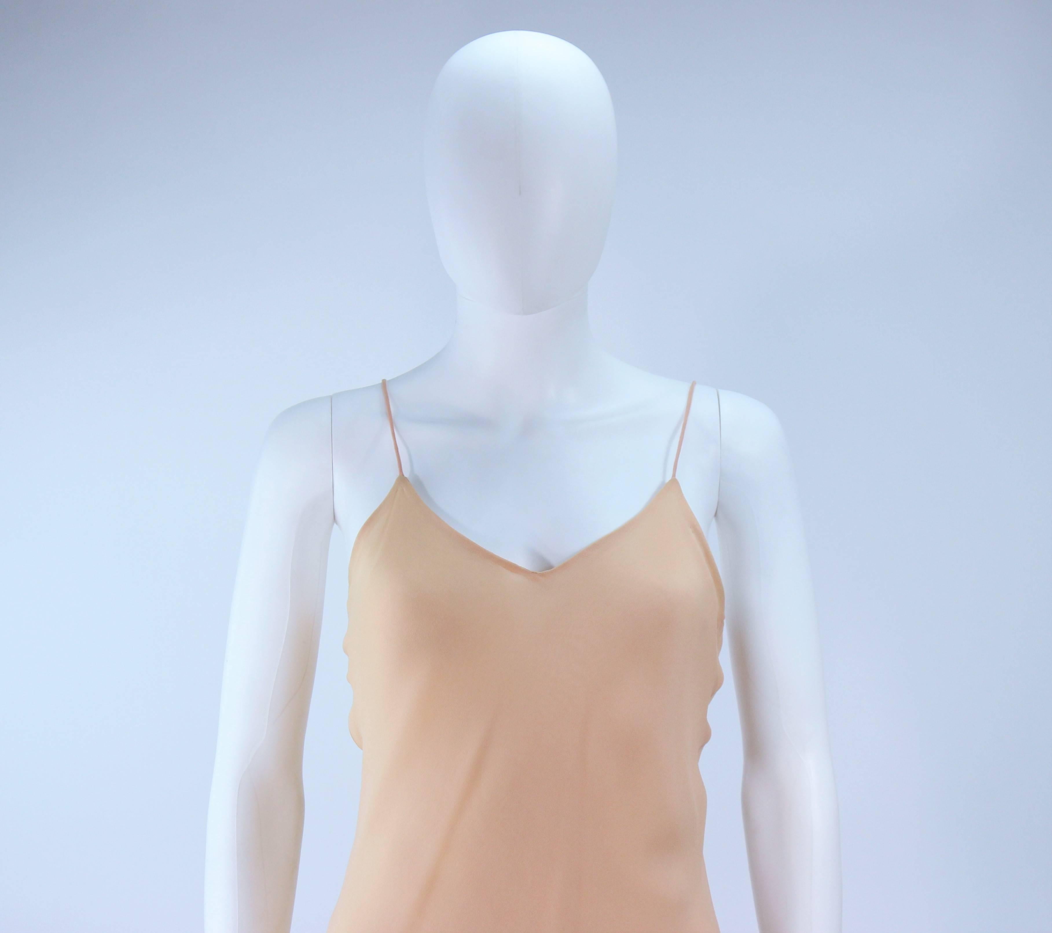 Beige HALSTON Nude Bias Silk Chiffon Dress Size 4