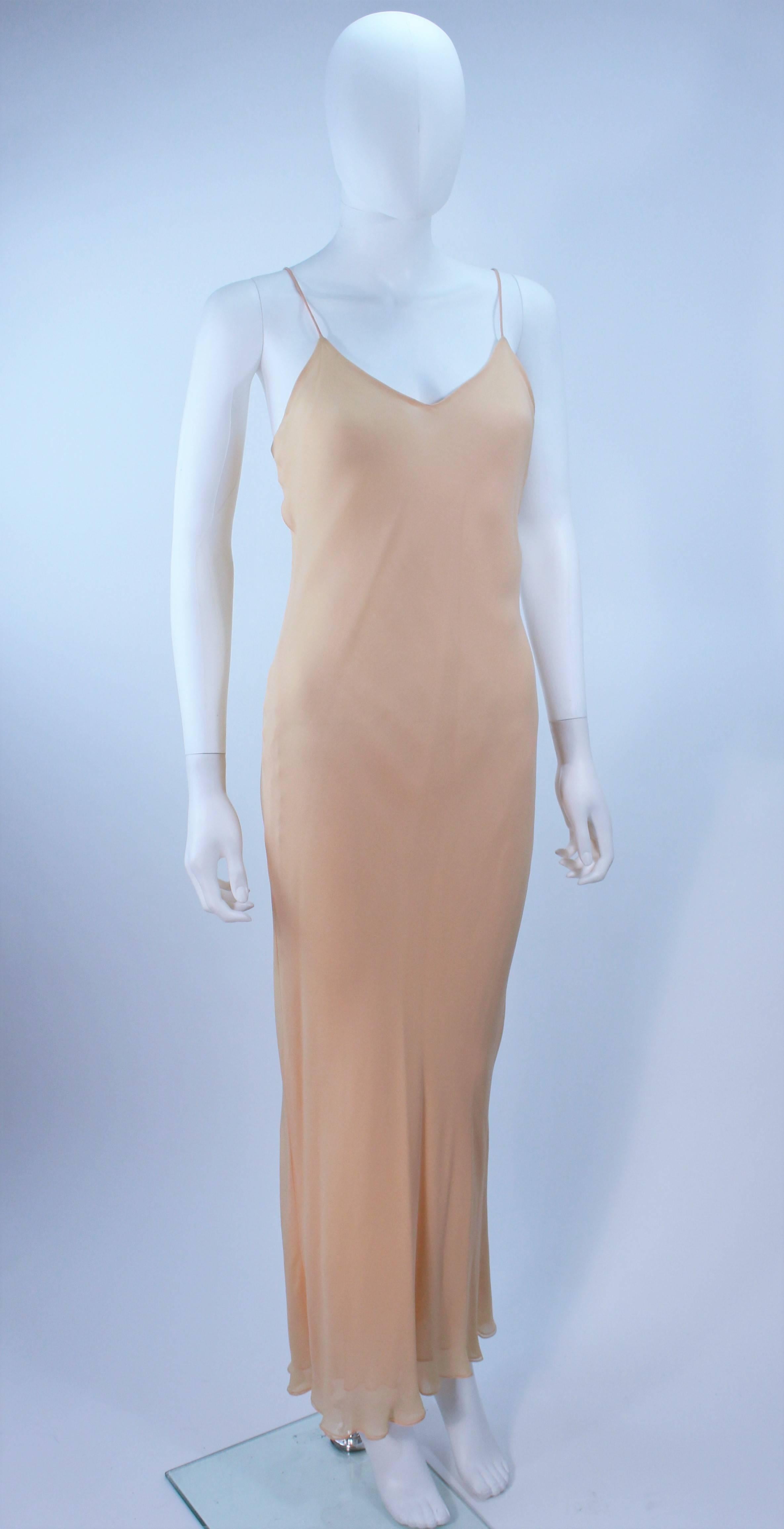 HALSTON Nude Bias Silk Chiffon Dress Size 4  In Excellent Condition In Los Angeles, CA