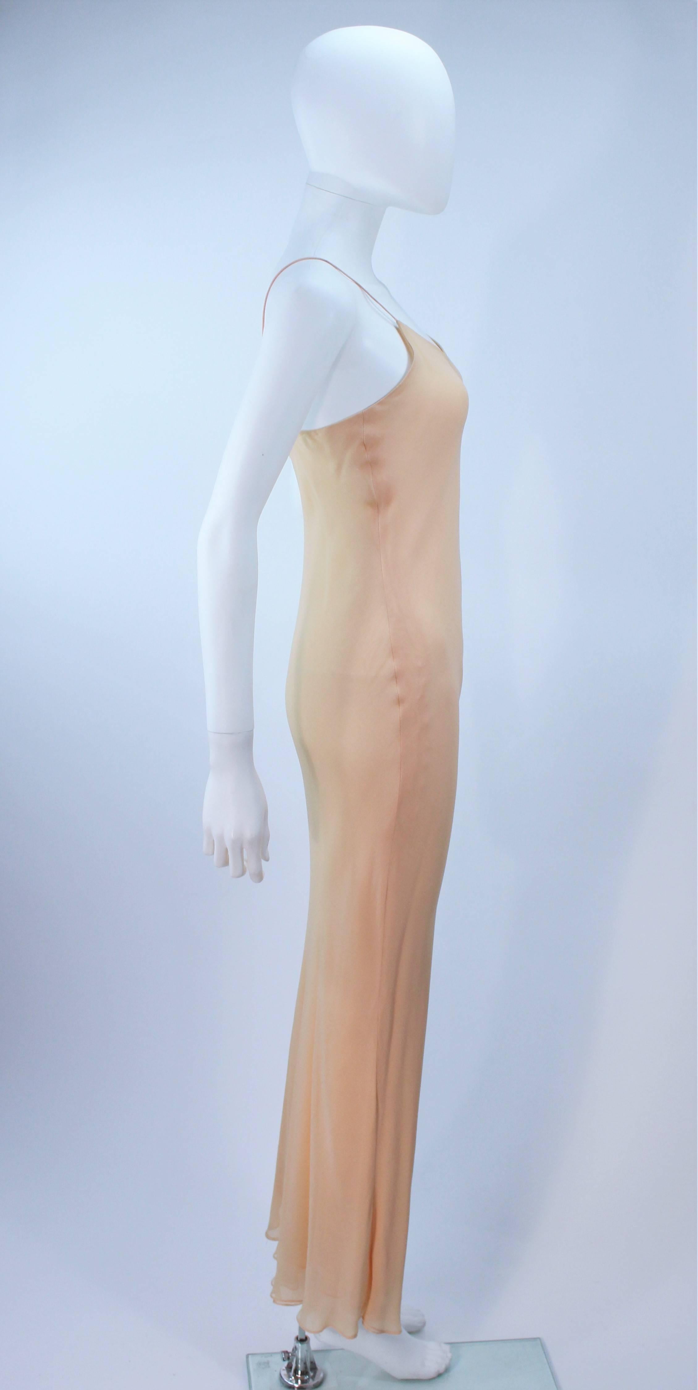 HALSTON Nude Bias Silk Chiffon Dress Size 4  1