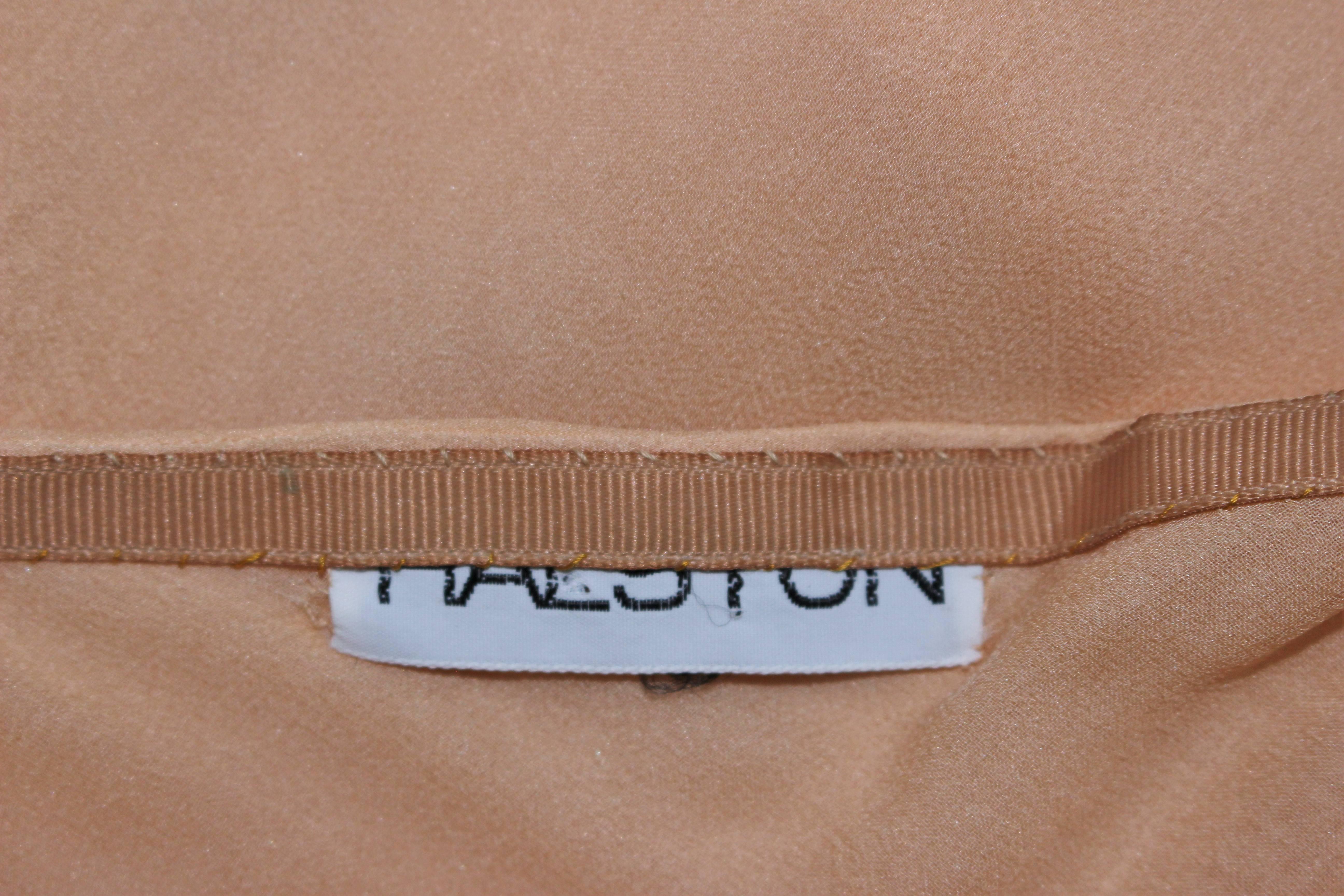 HALSTON Nude Bias Silk Chiffon Dress Size 4 5