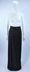 1960's Black Full Length Evening Skirt with Fringe Beading Size 12 14