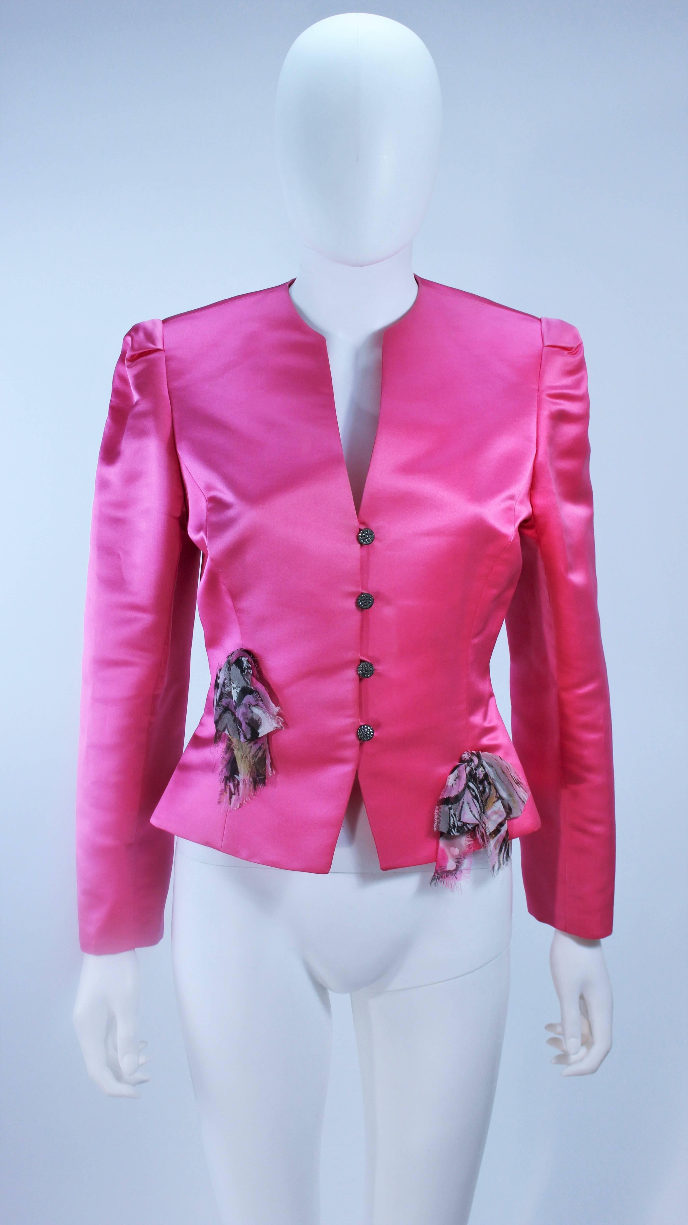 DAVID HAYES Two Piece Ruffled Gown and Pink Silk Jacket Size 4 6  For Sale 3