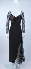 TRAVILLA Black Silk Gown with Bead Lace Size 8
