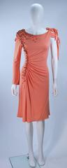 MARK ZUNINO Coral Jersey Cocktail Dress with Coral Beading Applique Size 6 8