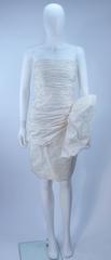 VICKY TIEL White Beaded Pearl Accent Cocktail Dress Size 4