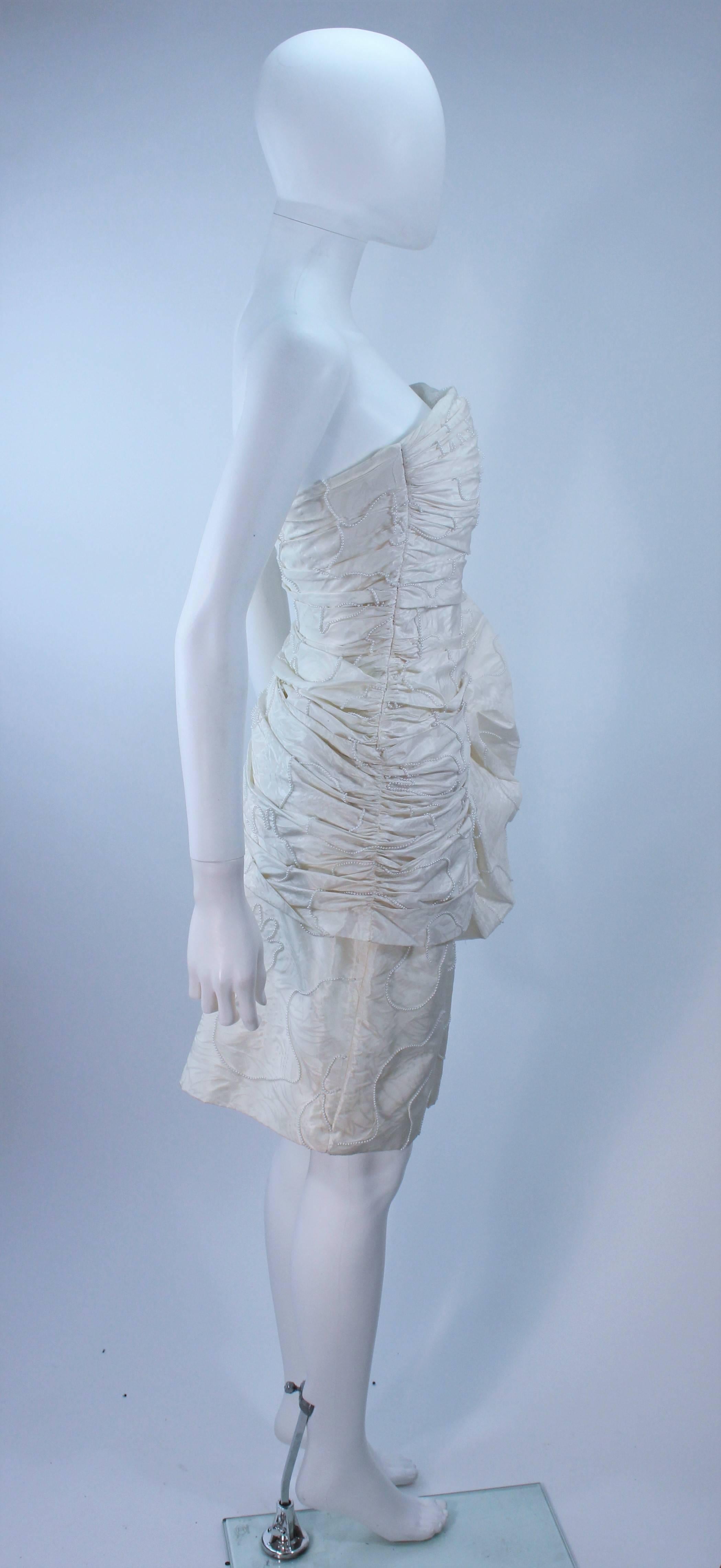 Women's VICKY TIEL White Beaded Pearl Accent Cocktail Dress Size 4