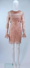 BILL BLASS Nude Peach Lace Cocktail Dress with Over Blouse Size 6