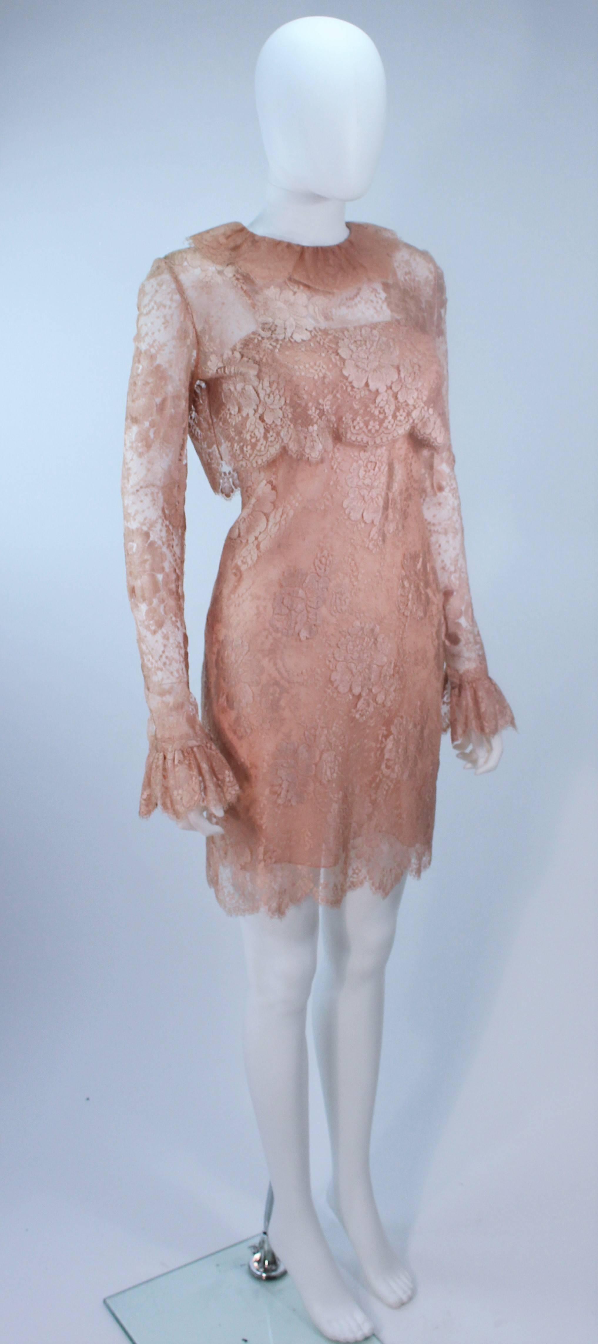 peach lace gown