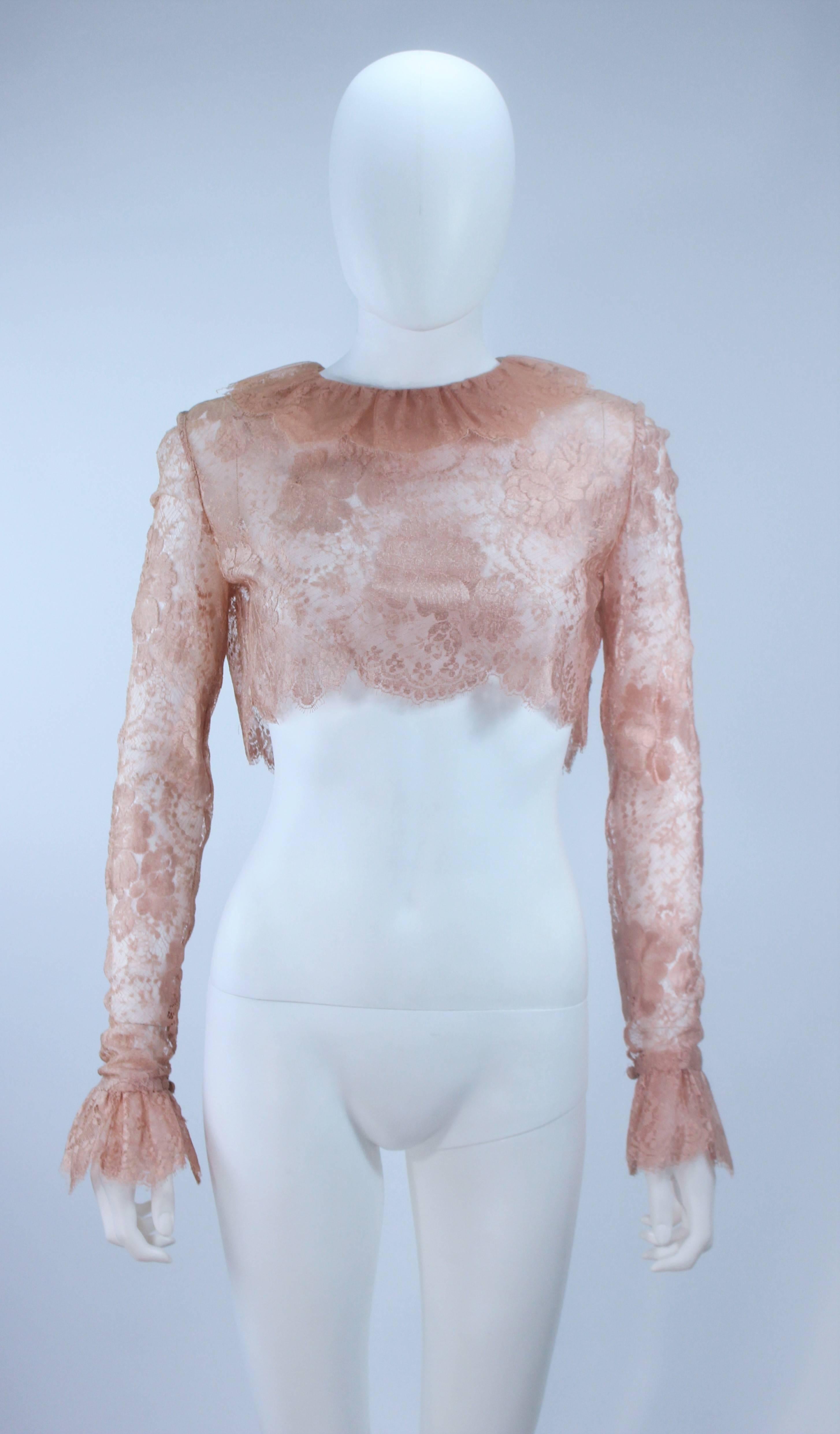 Men's BILL BLASS Nude Peach Lace Cocktail Dress with Over Blouse Size 6 For Sale