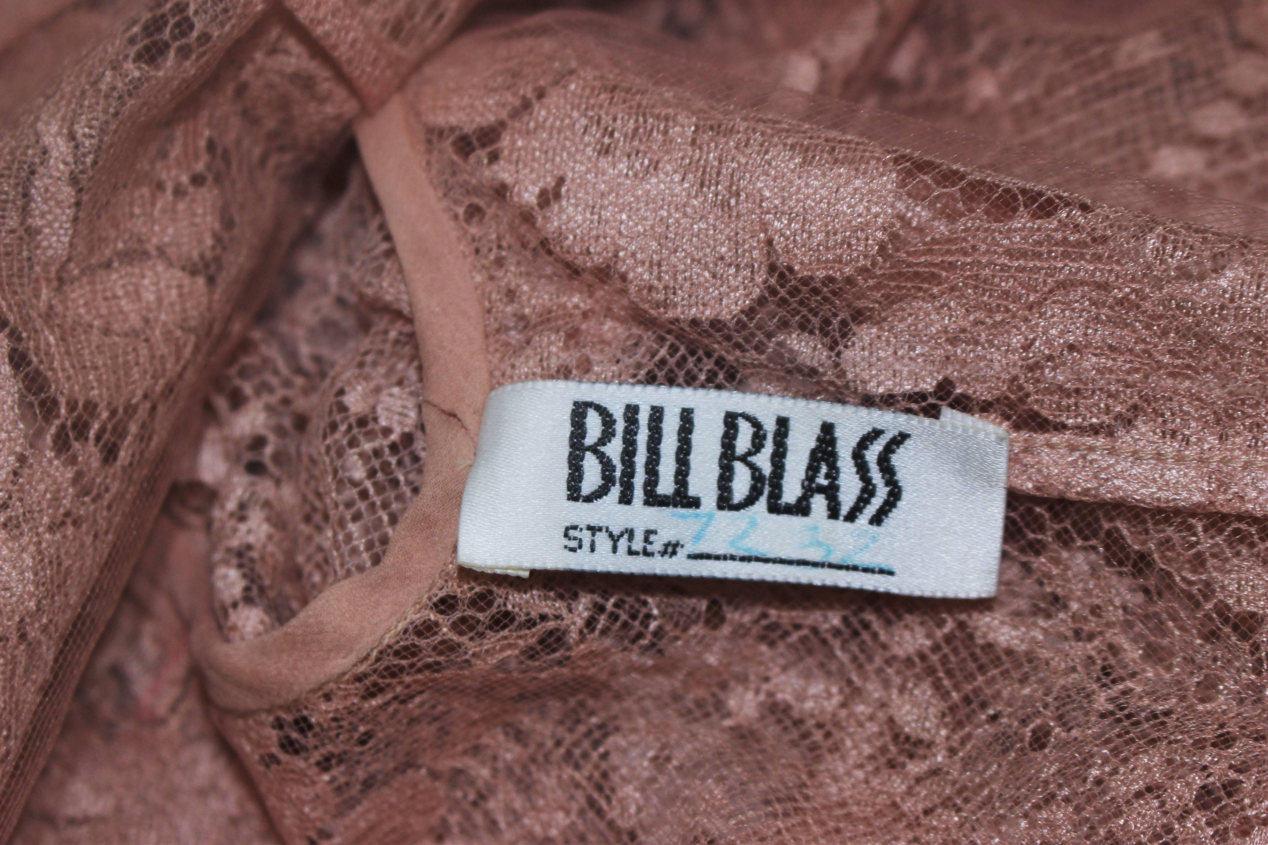 BILL BLASS Nude Peach Lace Cocktail Dress with Over Blouse Size 6 For Sale 2