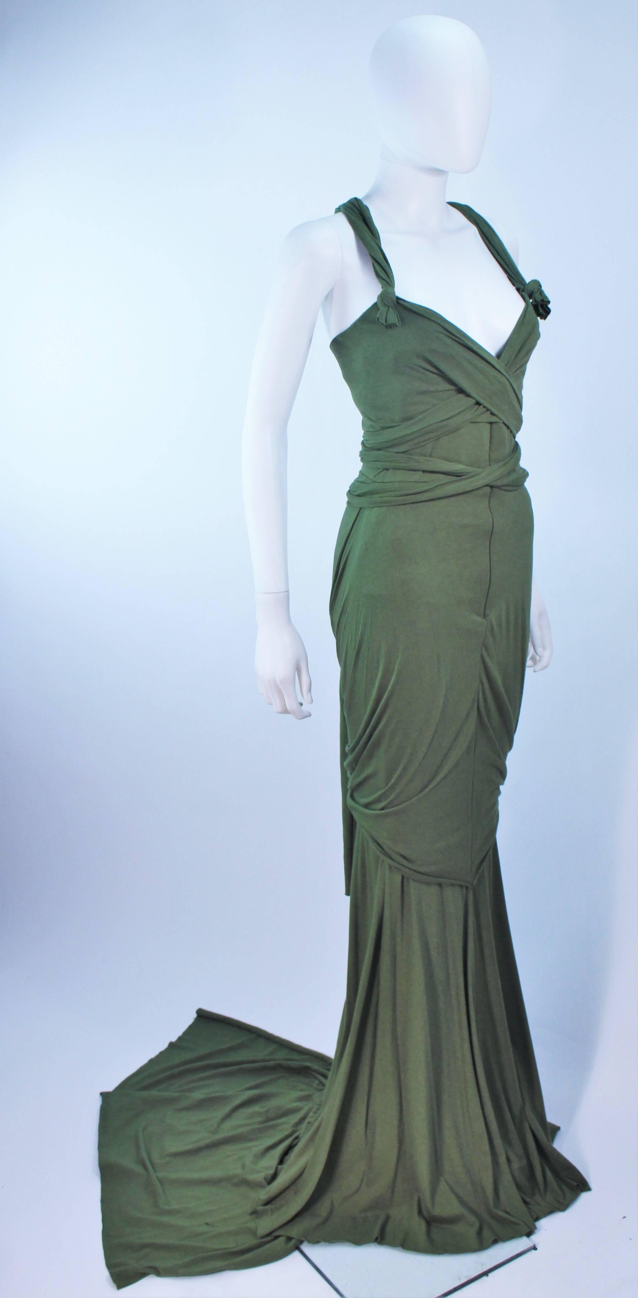 ELIZABETH MASON COUTURE Bamboo Jersey Eco Chic Draped Gown Made To Order In Excellent Condition For Sale In Los Angeles, CA