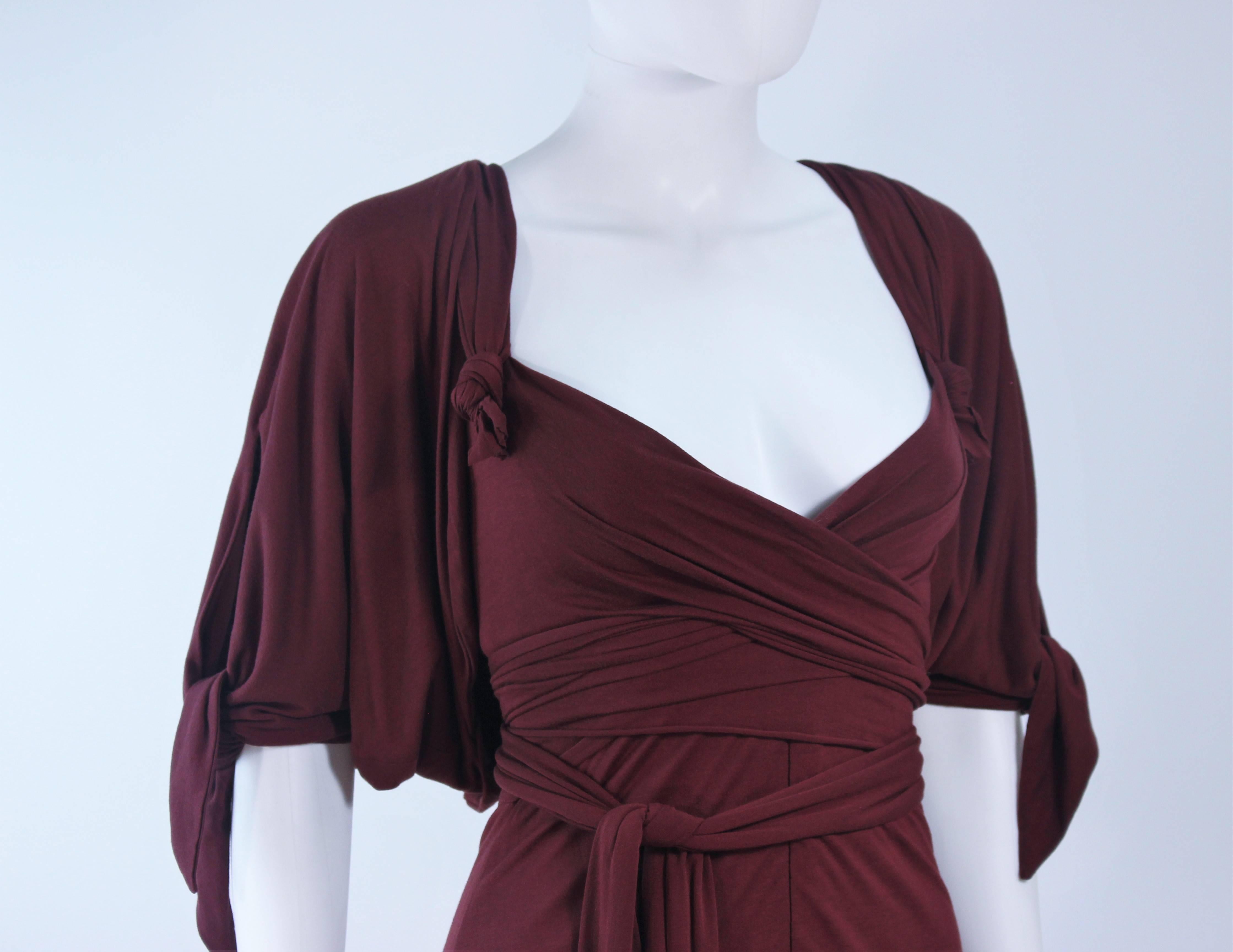 ELIZABETH MASON COUTURE Bamboo Jersey Cocktail Dress with Wrap Made To Order In Excellent Condition For Sale In Los Angeles, CA