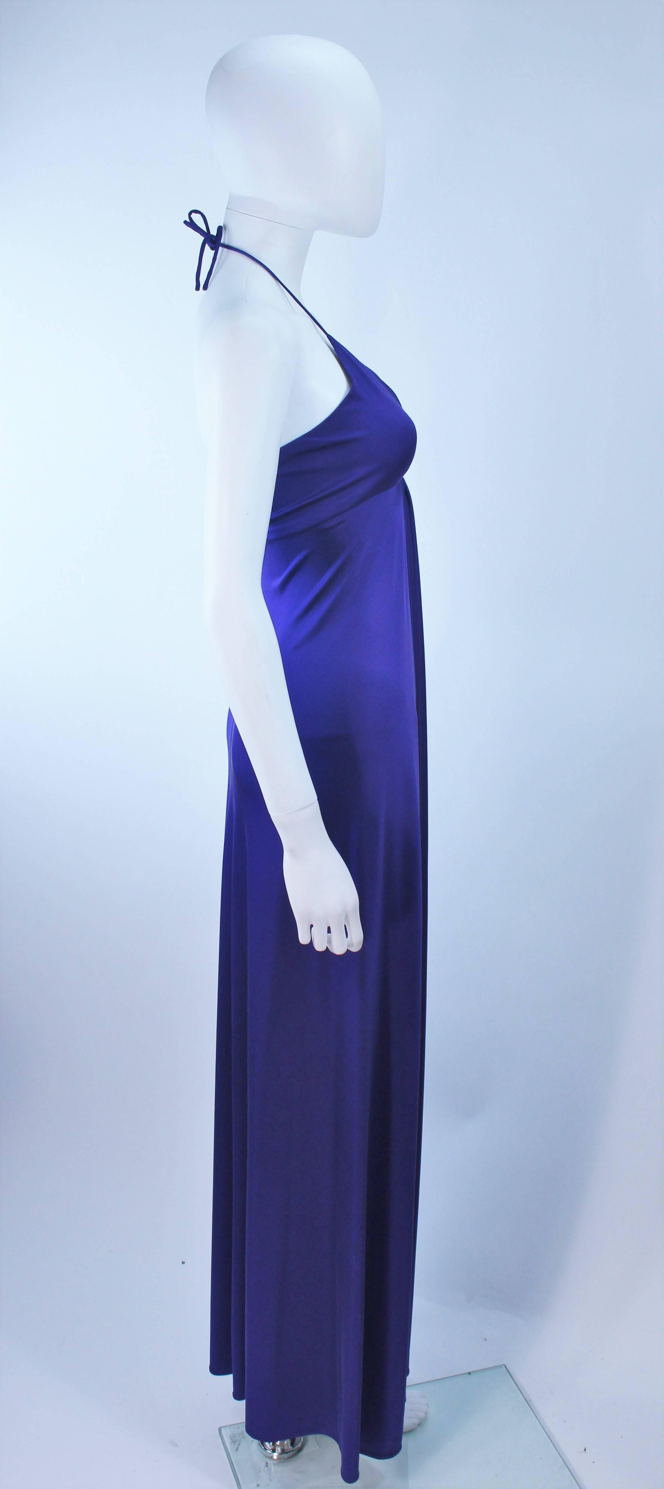 ELIZABETH MASON COUTURE Purple Silk Jersey Draped Halter Gown Made to Order For Sale 1