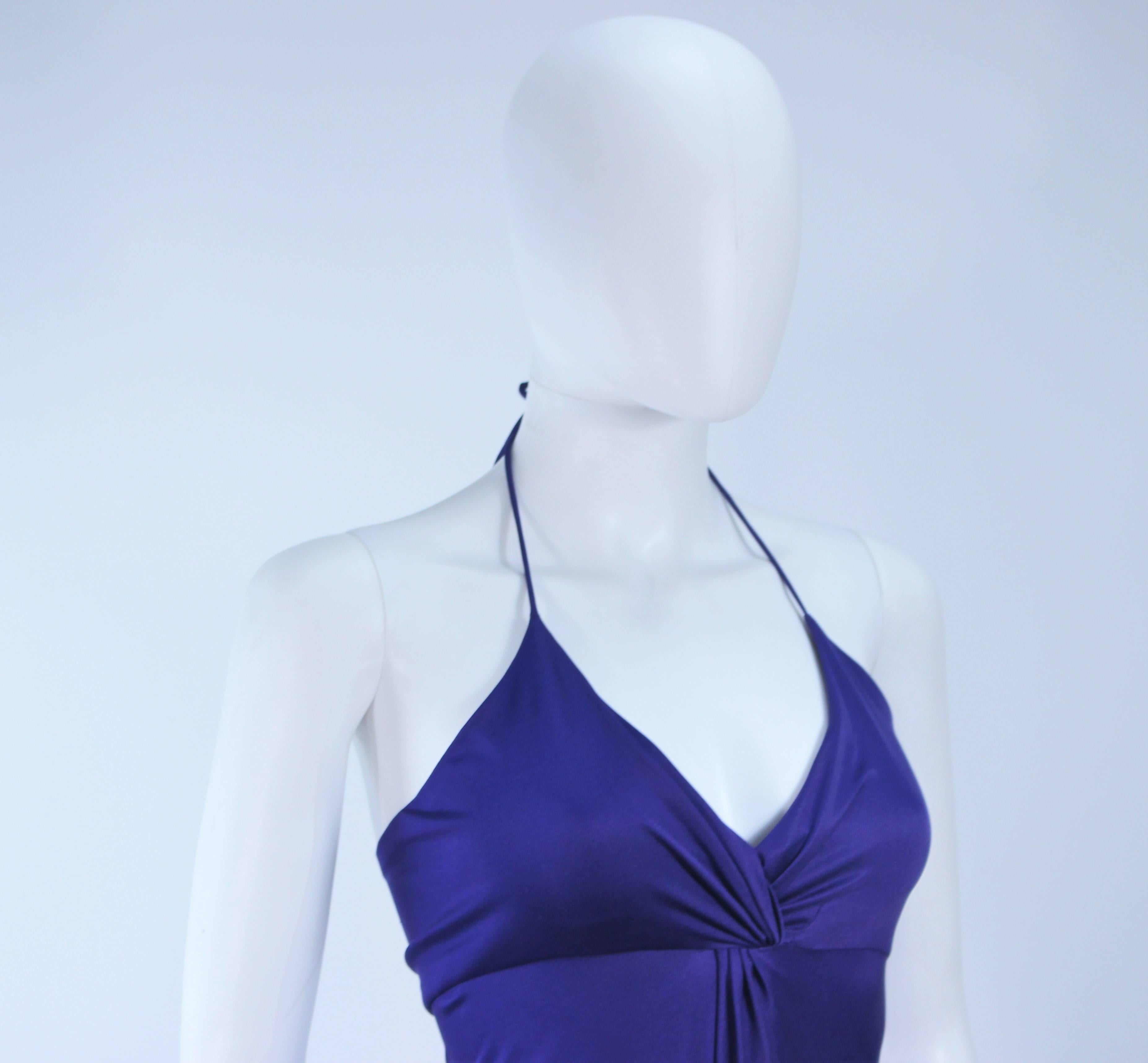 Women's ELIZABETH MASON COUTURE Purple Silk Jersey Draped Halter Gown Made to Order For Sale