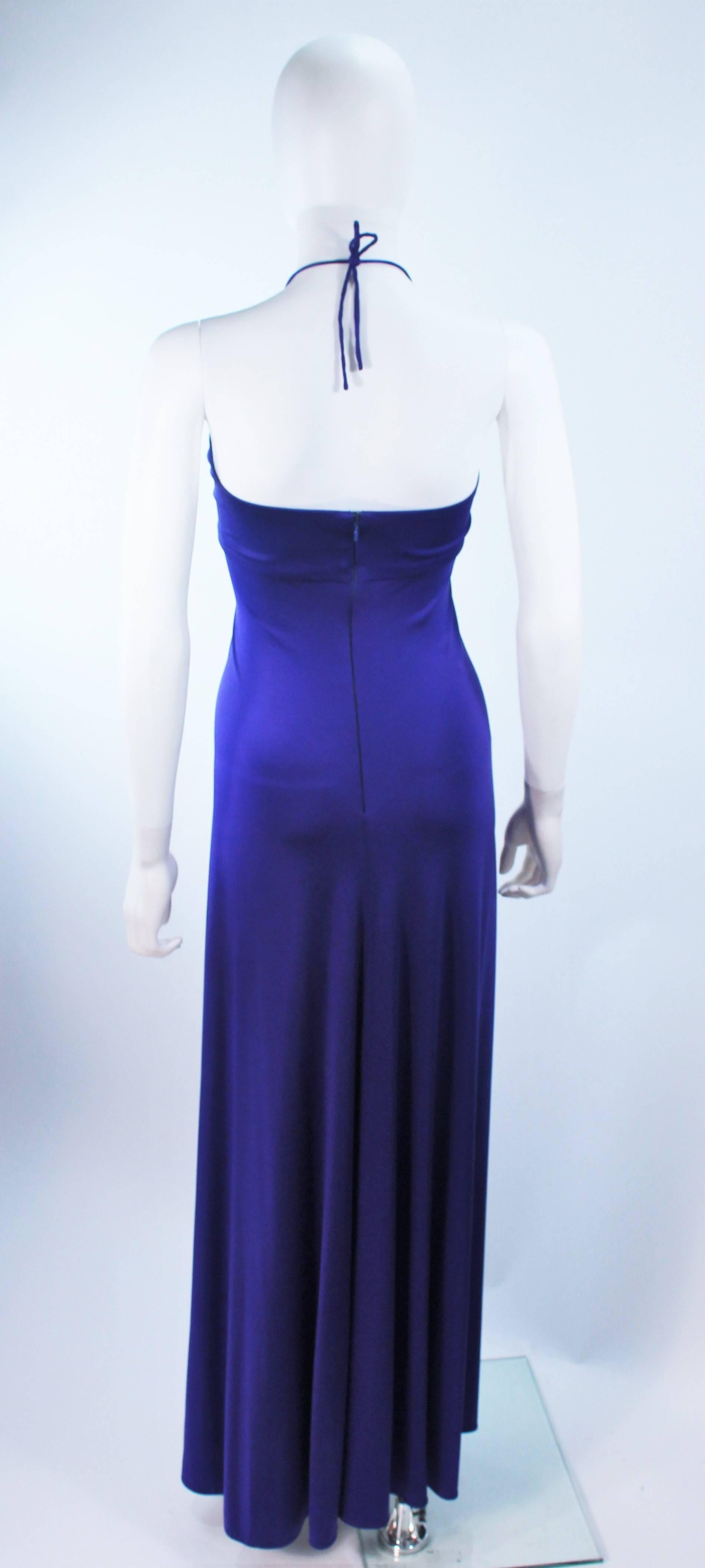 ELIZABETH MASON COUTURE Purple Silk Jersey Draped Halter Gown Made to Order For Sale 3