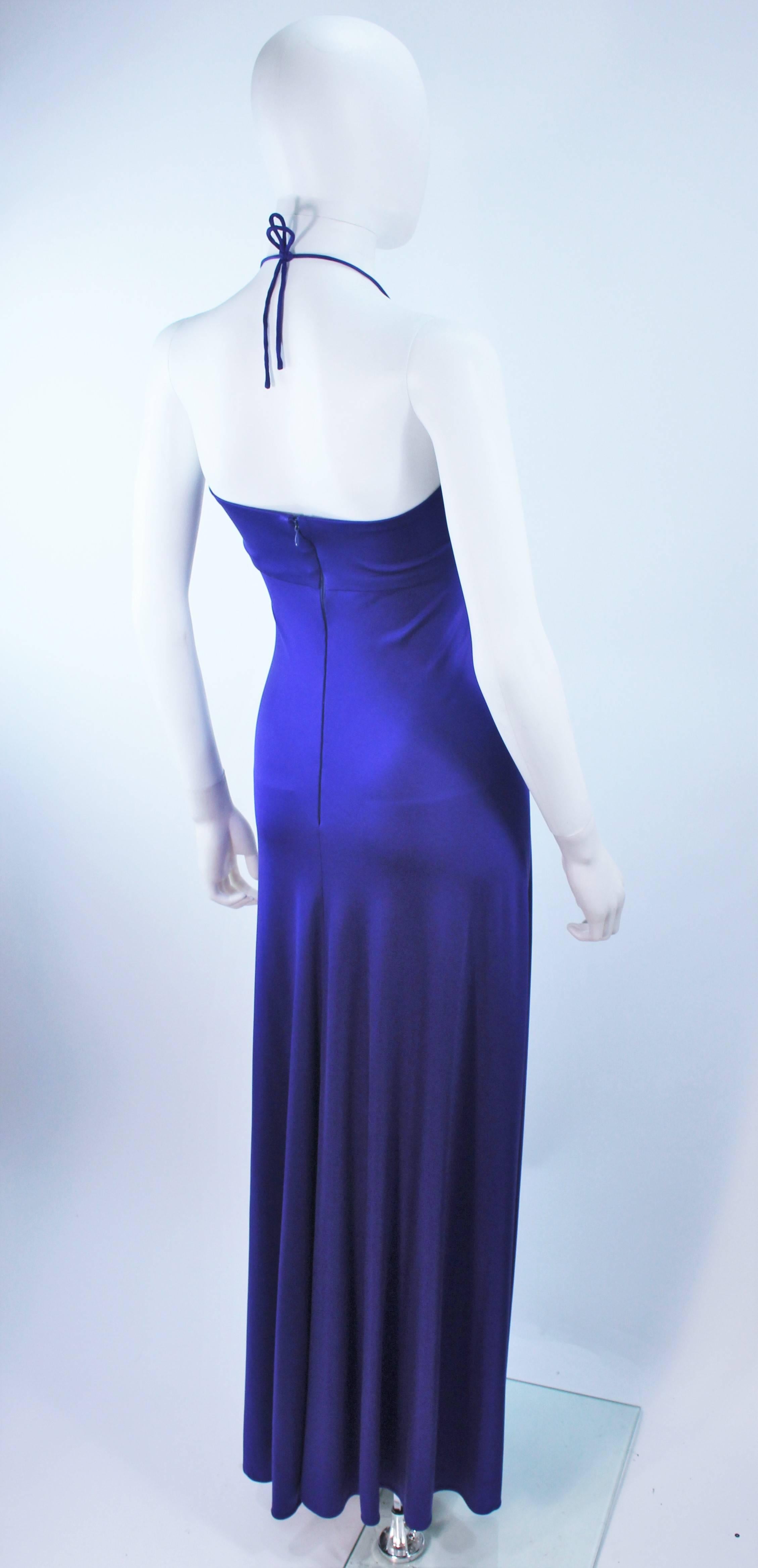 ELIZABETH MASON COUTURE Purple Silk Jersey Draped Halter Gown Made to Order For Sale 2